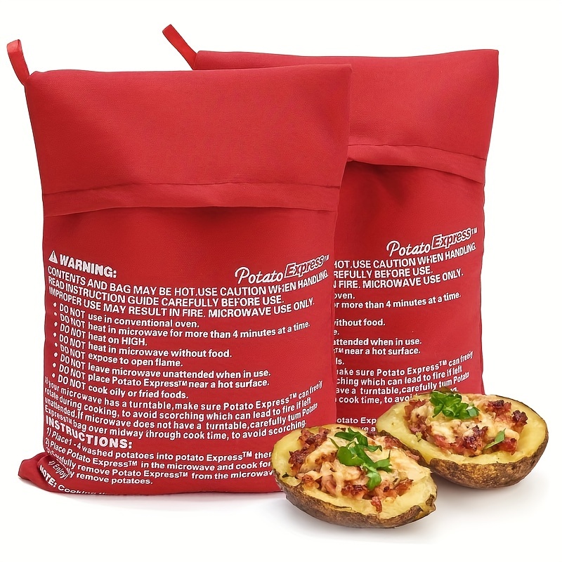 Bolsa de papas para microondas, paquete de 3 bolsas reutilizables Express  para cocinar papas para microondas, papas al horno perfectas 4 minutos