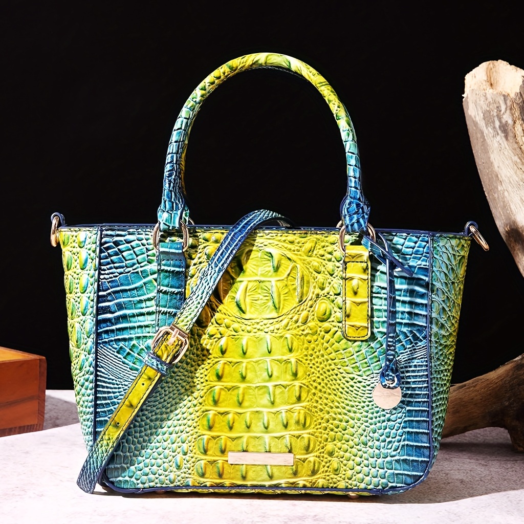 Fashion Crocodile Pattern Handbag, Simple Shoulder Bag, Women's Pu Leather  Tote Bag