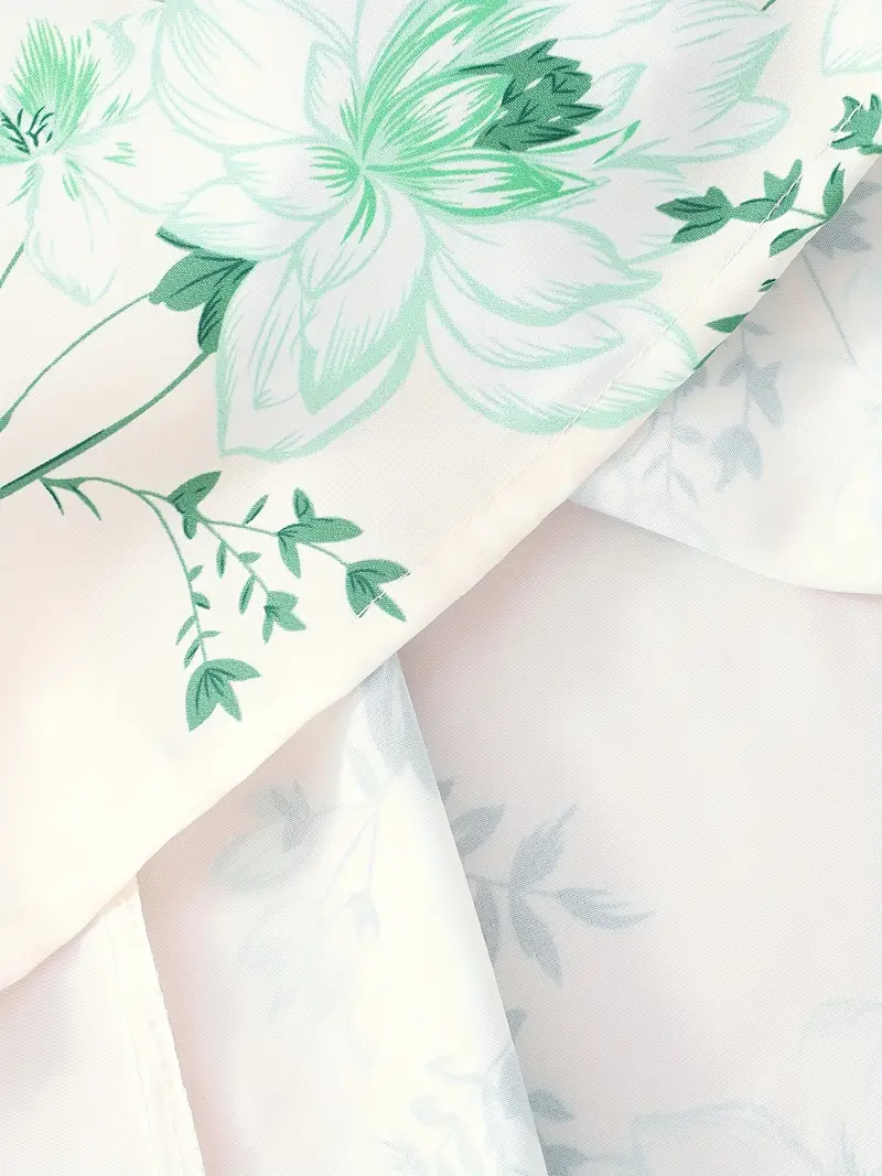 girls floral print shirred short sleeve casual dress belt for summer details 10