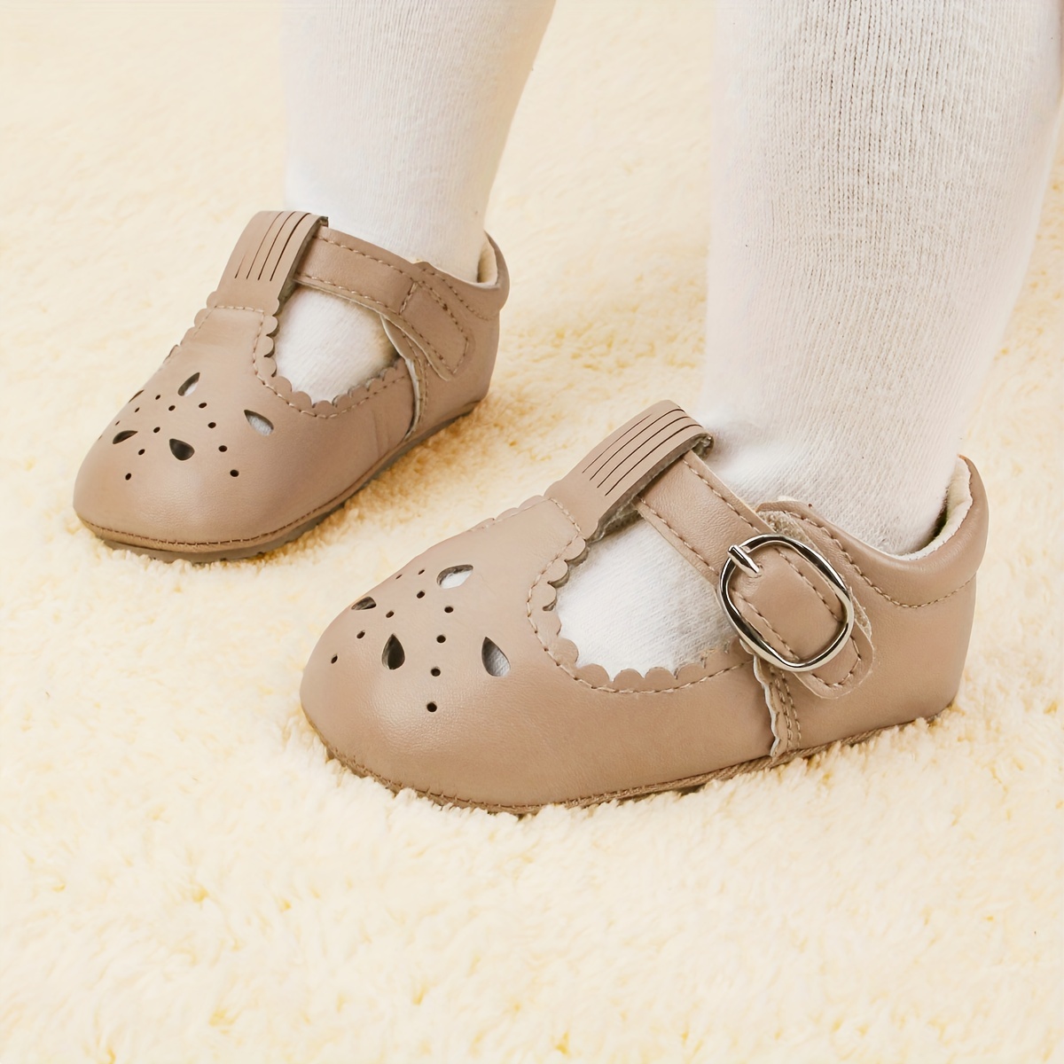LIVELY & CHEERFUL Baby Girls Mary Jane Shoes Cute Wedding Dress Crib Shoes Prewalker Shoes