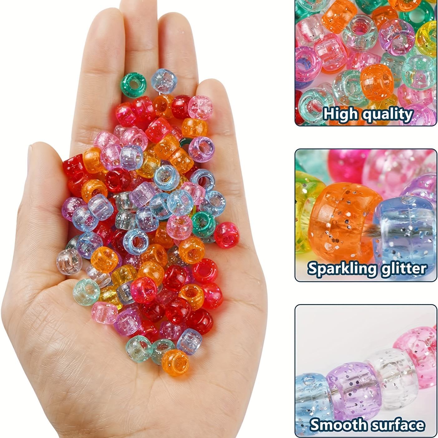 Clear Plastic Craft Pony Beads 6x9mm Bulk Pack - Pony Bead Store