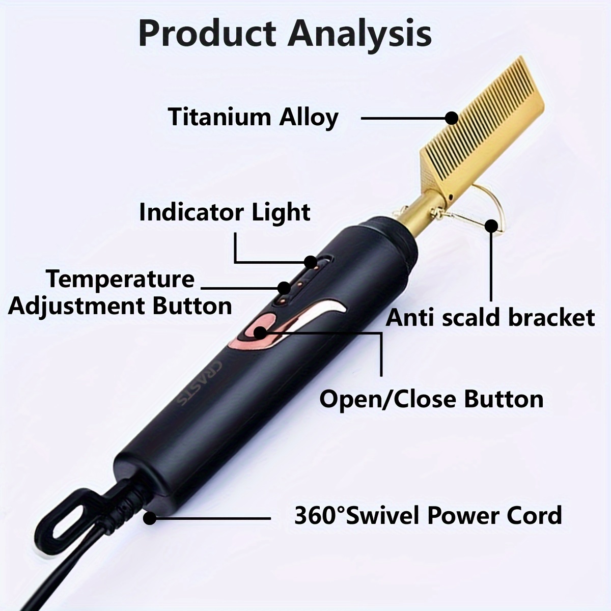 Peine Calefactor Eléctrico Cepillo Alisador Pelo Alisador - Temu