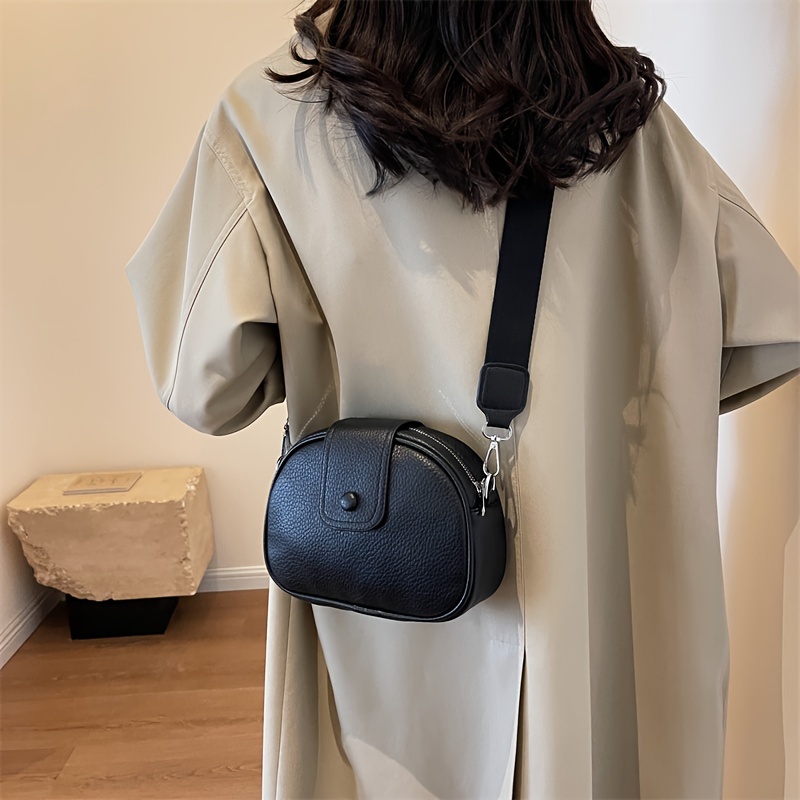Mini Round Crossbody Bag Fashion Wide Strap Shoulder Bag - Temu