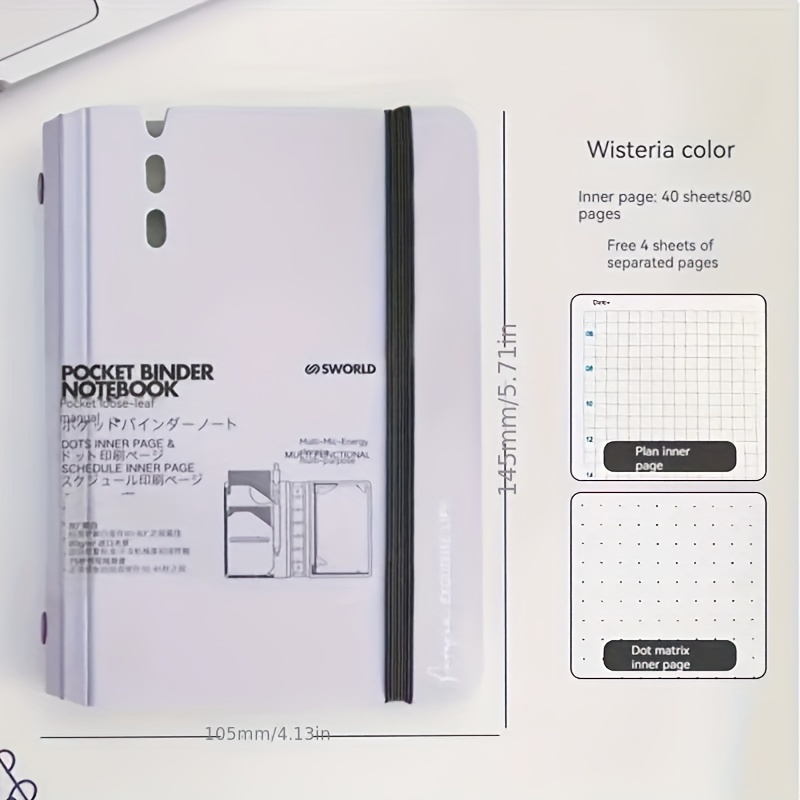 Image of 1pc A7 Loose-leaf Notebook, Book Cover And 40pcs Paper And 4pcs Divider Portable Notebook, Suitable For Office, Student Supplies, And Travel Carrying Supplies