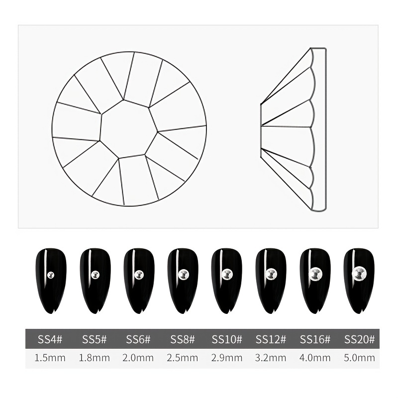 Diamantes Imitación Artificiales Uñas Redondo Flatback Nail - Temu