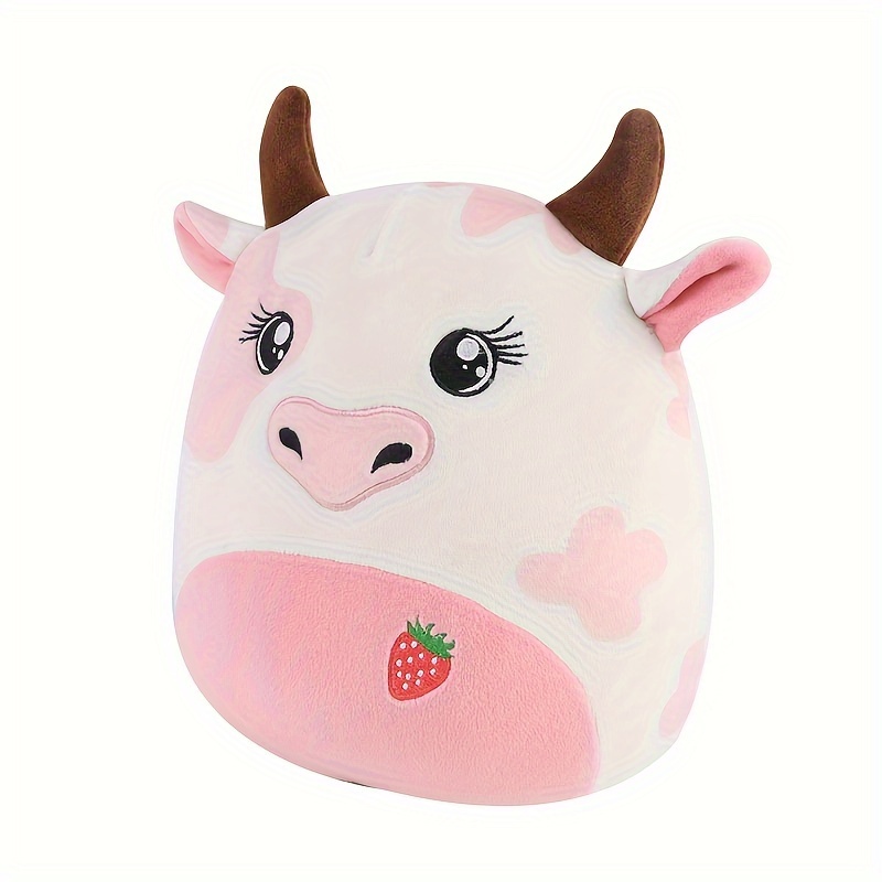Strawberry Cow Plush Stuffed Animal Pillow Toy, Cute Soft Cow Plushie for  Christmas, Birthday Gifts and Home Decoration