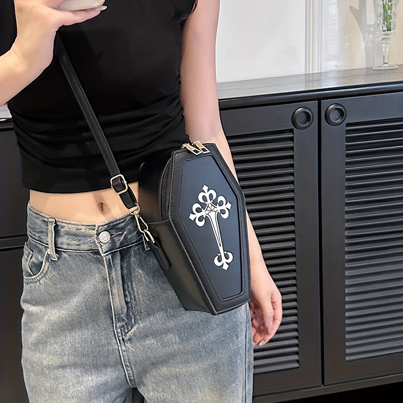 Gothic Coffin Crossbody Bag Vintage Dark Style Novelty Purse