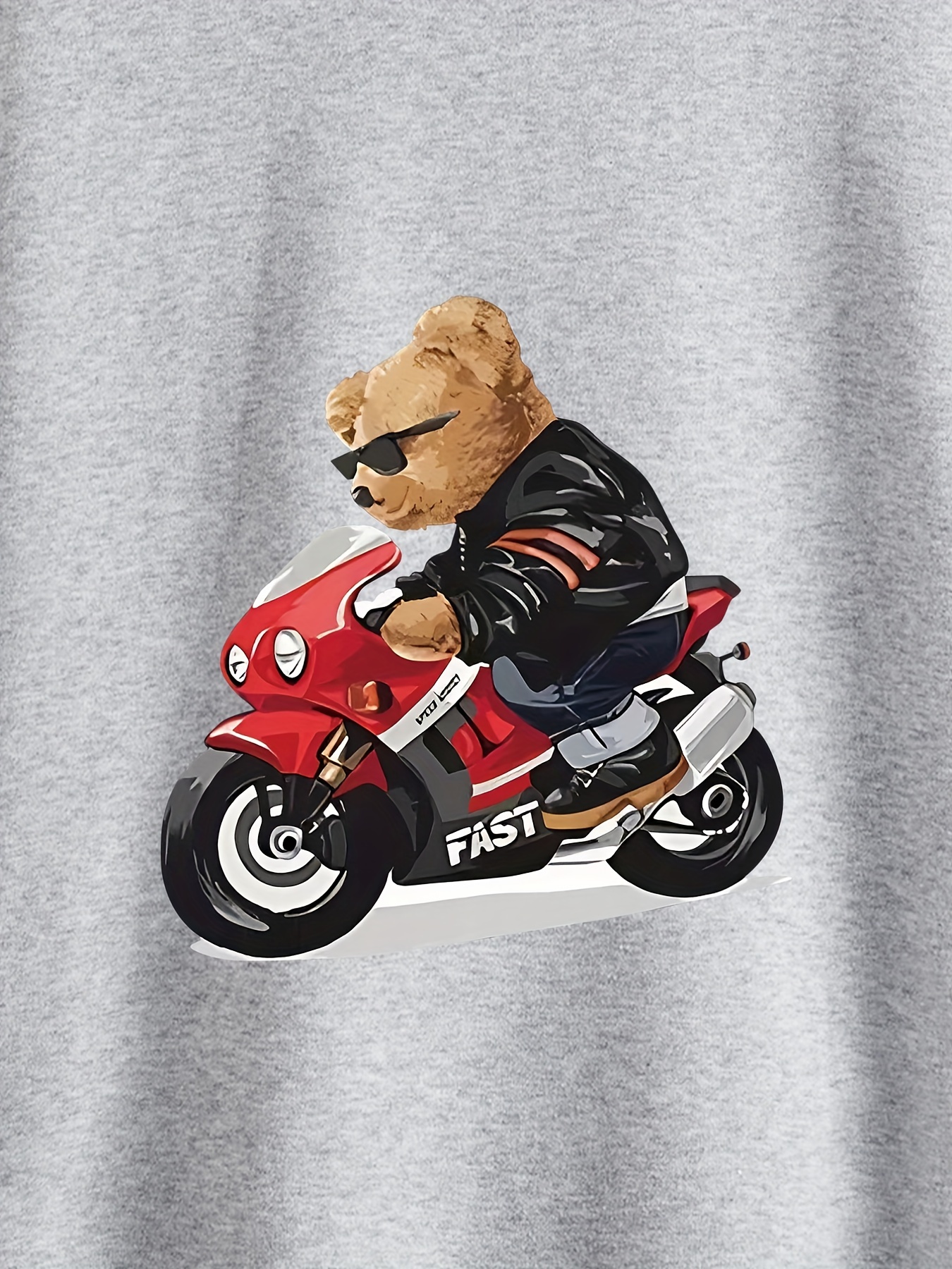 Plus Size Men's Cool Teddy Bear Riding Motorcycle Pullover Drawstring  Hoodie, Oversized Loose Clothing For Big And Tall Guys - Temu Philippines