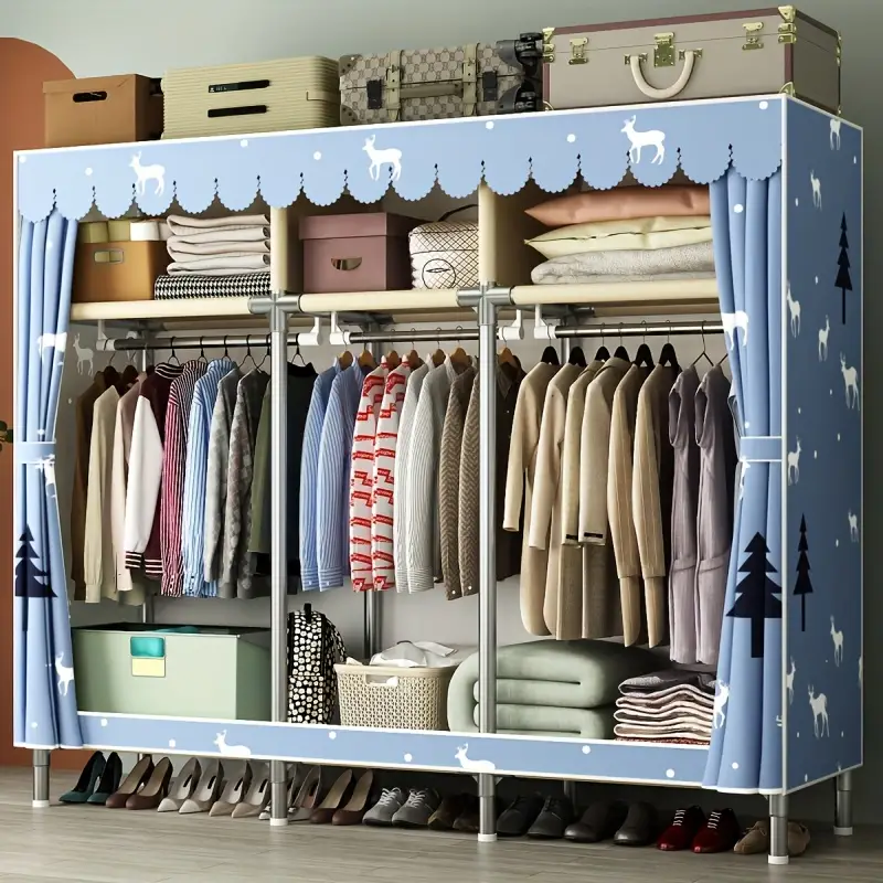 Printing Storage Cabinet Simple Wardrobe Household Fabric - Temu