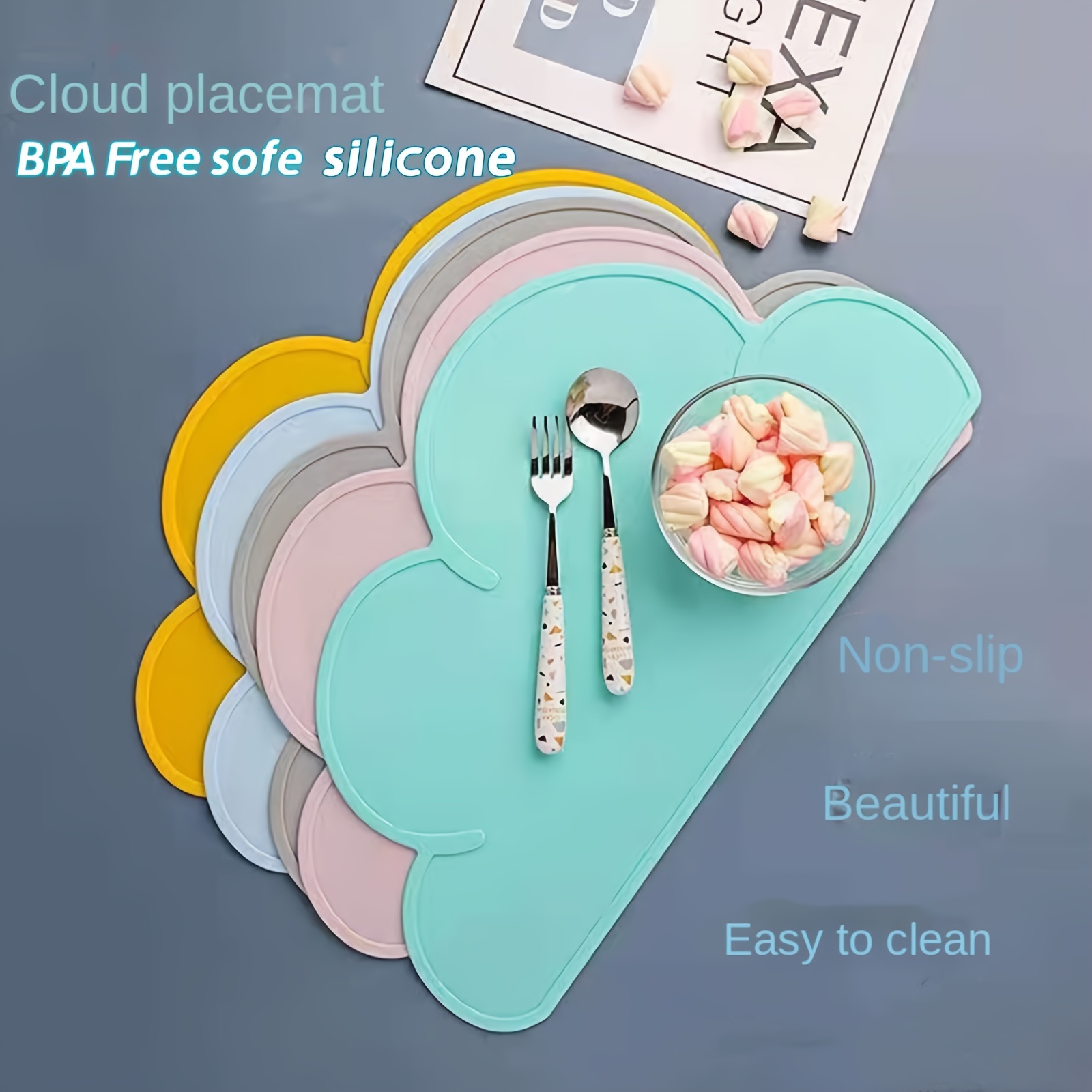 Cloud Shape Placemat - Kids Non Slip Mat Food Grade Silicone Table Pad –  noveltyfoodgifts