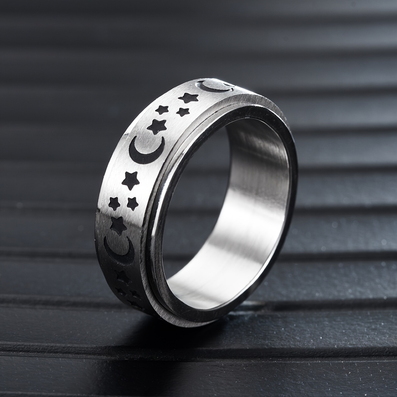 Moon Star Stainless Steel Rotating Ring