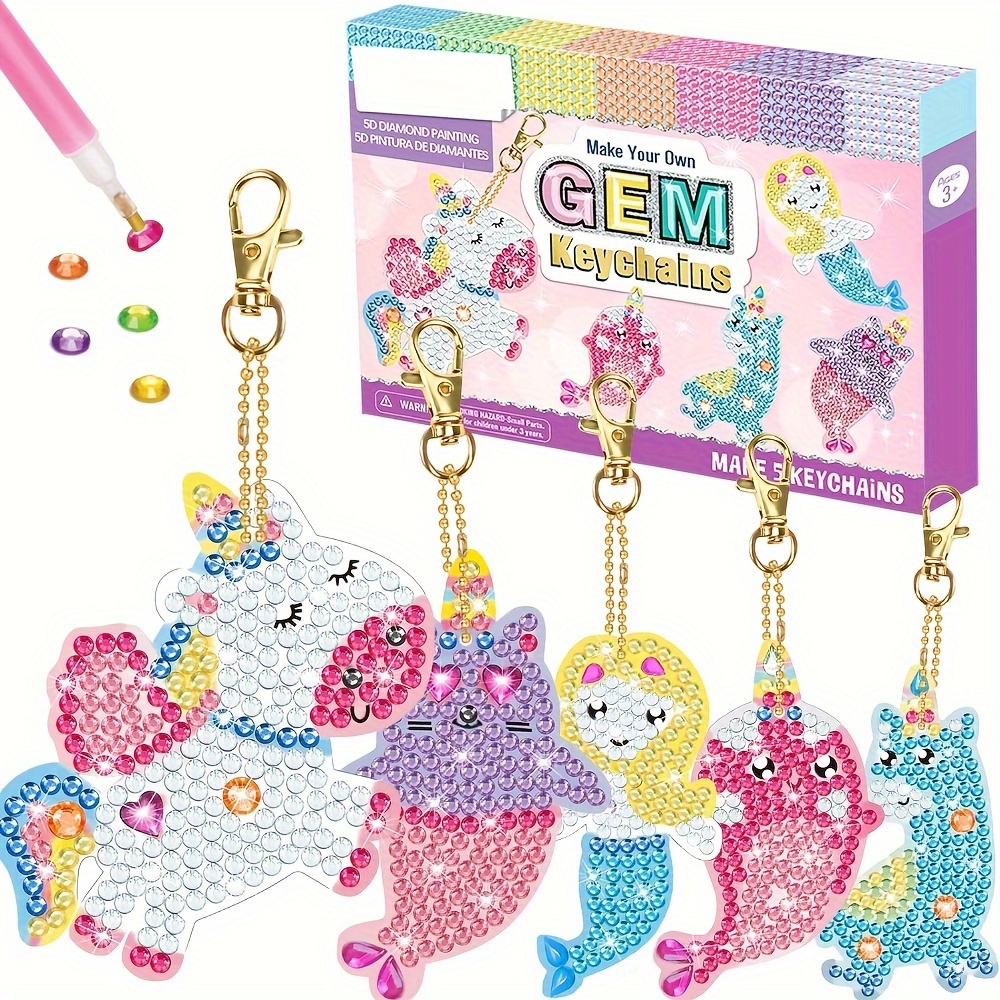 Labeol Arts and Crafts for Kids Ages 8-12 - Creat Your Own GEM Keychains-5D  Diamond Painting by Numbers GEM Art Kits for Kids Girls Toddler Crafts Age  6-7 6-8 10-12 (Animal)