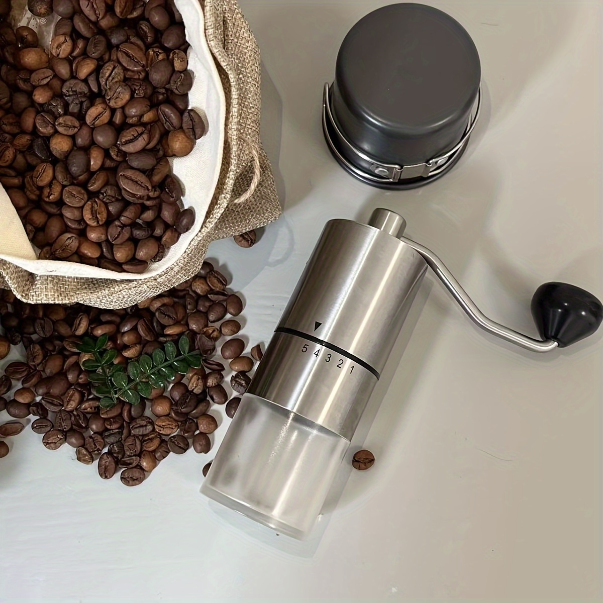 Manual Stainless Steel Coffee Grinder With Silicone Middle Cover- Ceramic  Burr Bean With Hand Crank And Adjustable Settings Fine, Portable Espresso  For Camping Or Travel - Temu