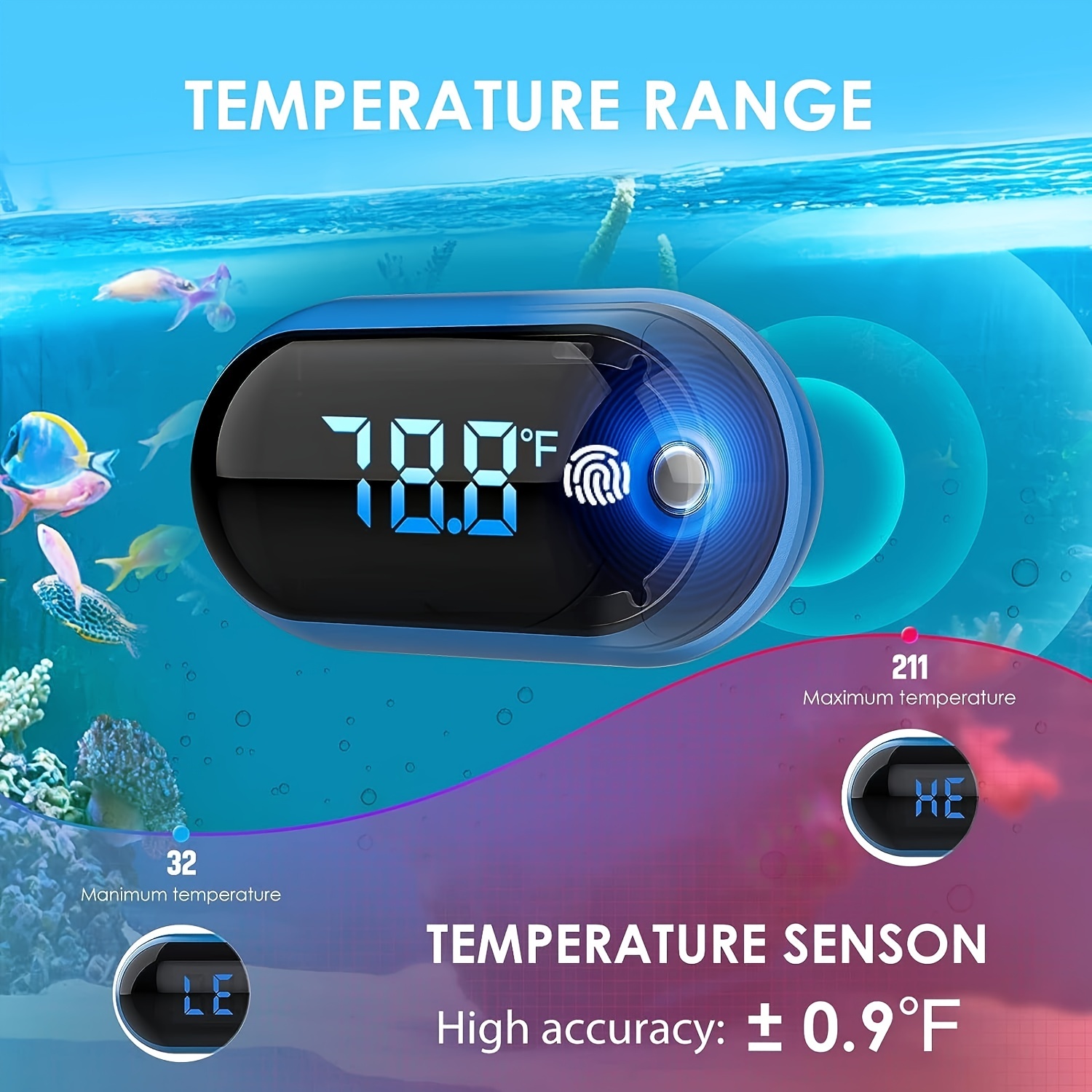 Celsius Degree ℃ Submersible Thermometer Aquarium Fish Tank Electronic  Digital Suction Type Water Temperature Meter Multifunctional Aquarium  Thermometer Waterproof Fish Tank Thermometer - Temu