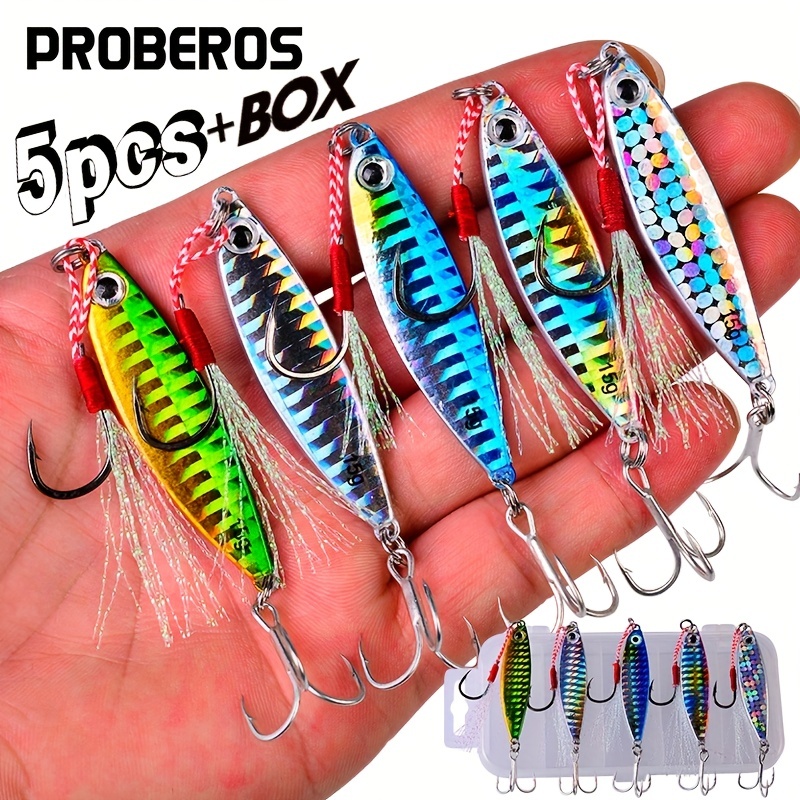 5Pcs/Boxed Fishing Lures 7g/10g/15g/20g Laser Jigging Lead 3D Eyes