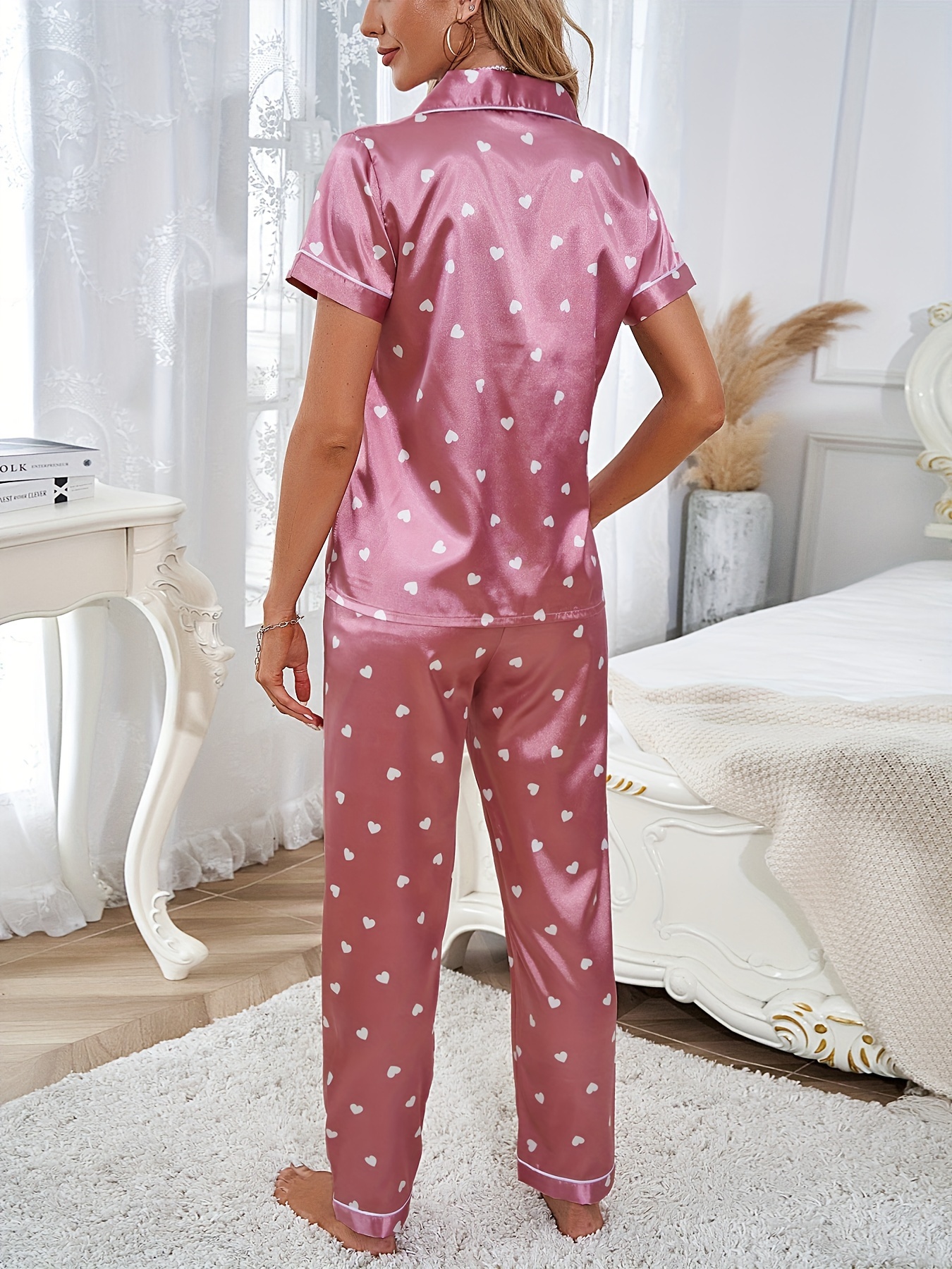 Fig Print Pajamas Set Short Sleeve Buttons Top Shorts - Temu Canada