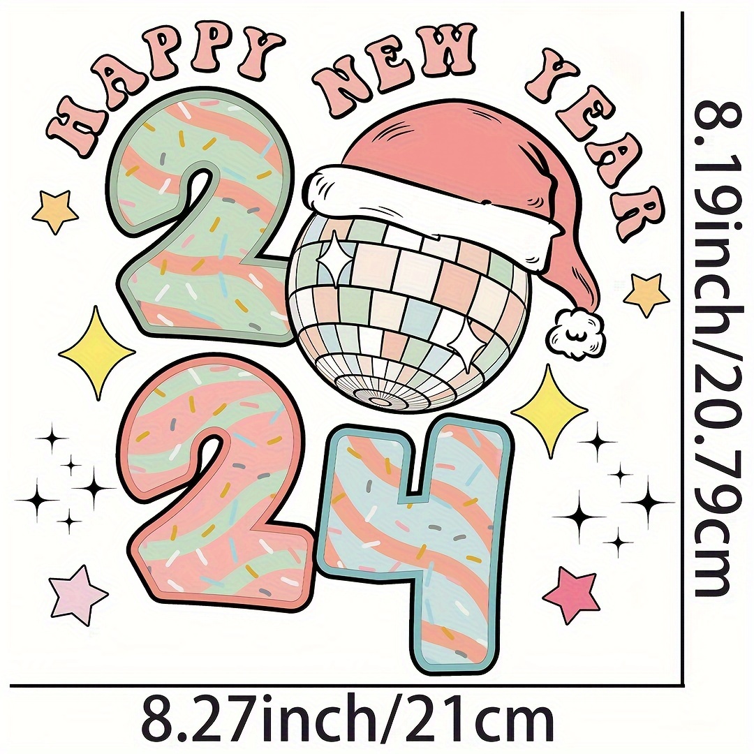 Hello 2024 Retro New Year Iron Heat Transfers Vinyl T Shirts - Temu