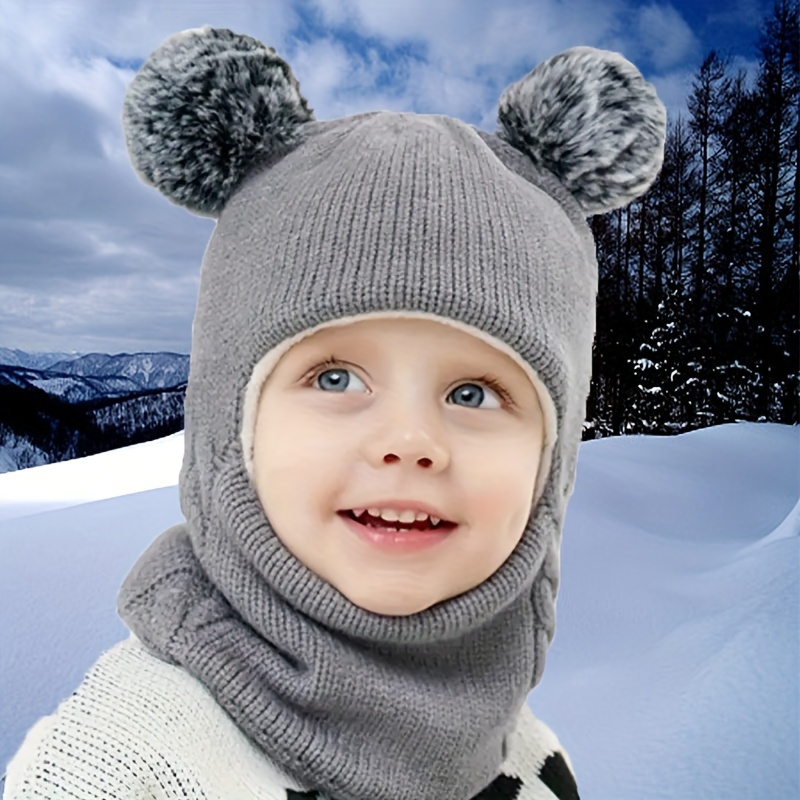 1pc Bonnet D'hiver Chaud Pour Enfants Avec Cache-cou, Bonnet