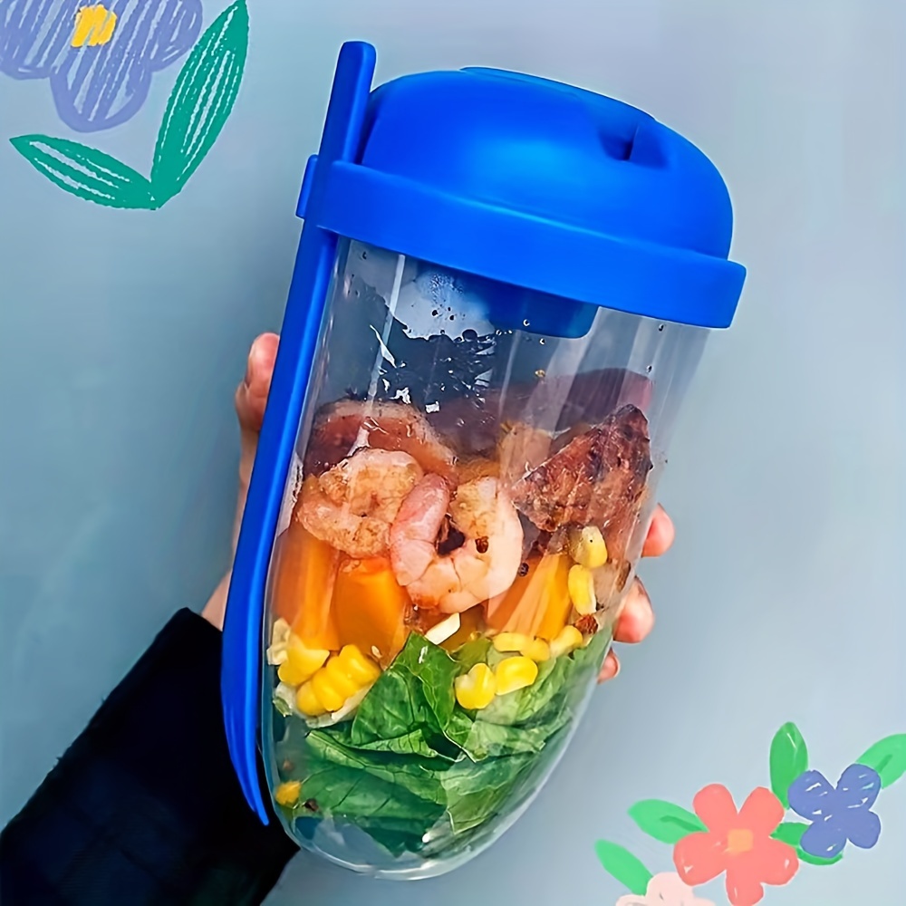 1pc Portable Salad Cup With Large Capacity, Double Layers, Lid