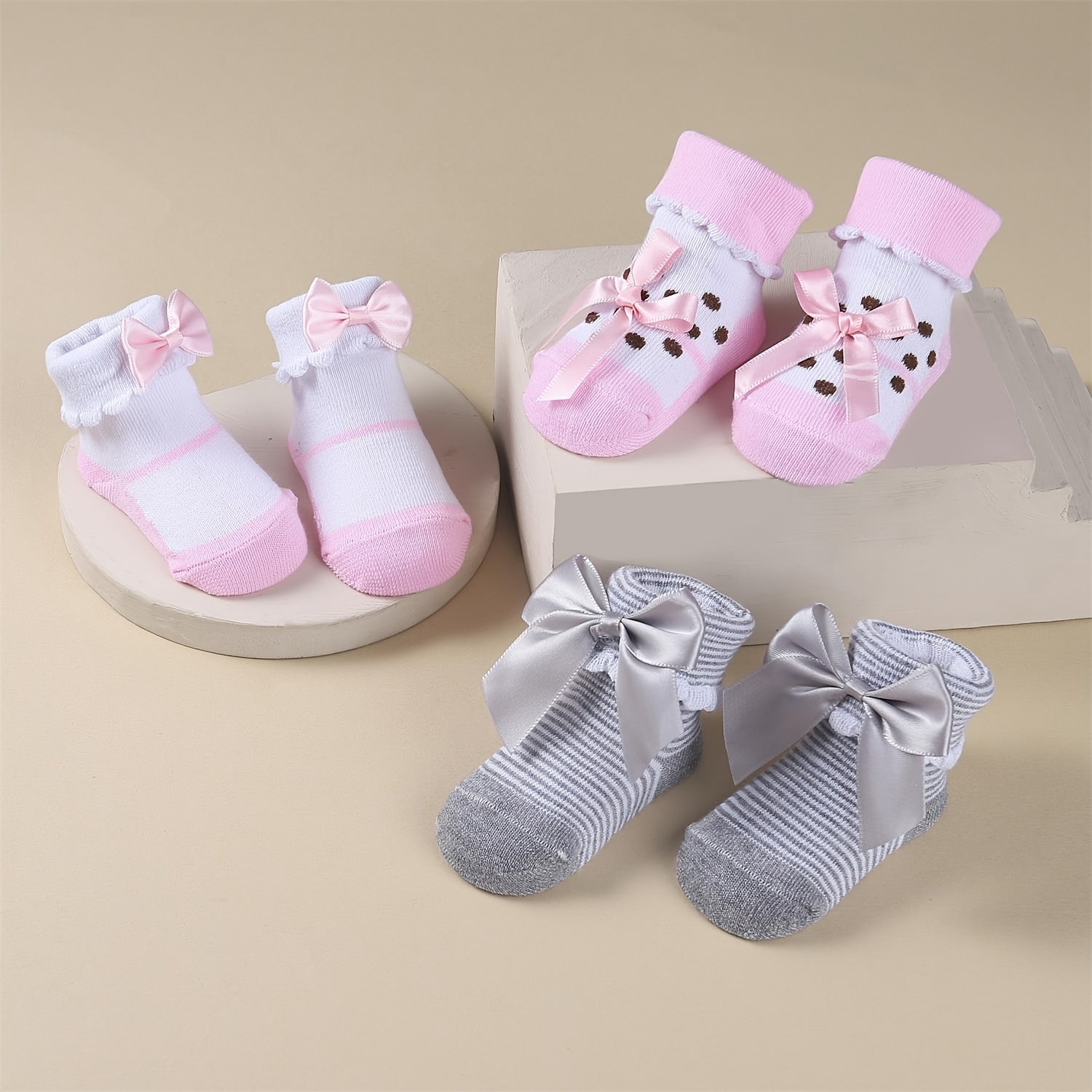 Calcetines de algodón para bebé y niña, con volantes y lazo, para recién  nacidos, para recién nacidos