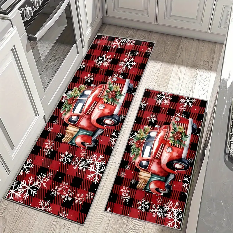 Christmas Kitchen Rugs Mats Non Skid Washable Absorbent - Temu