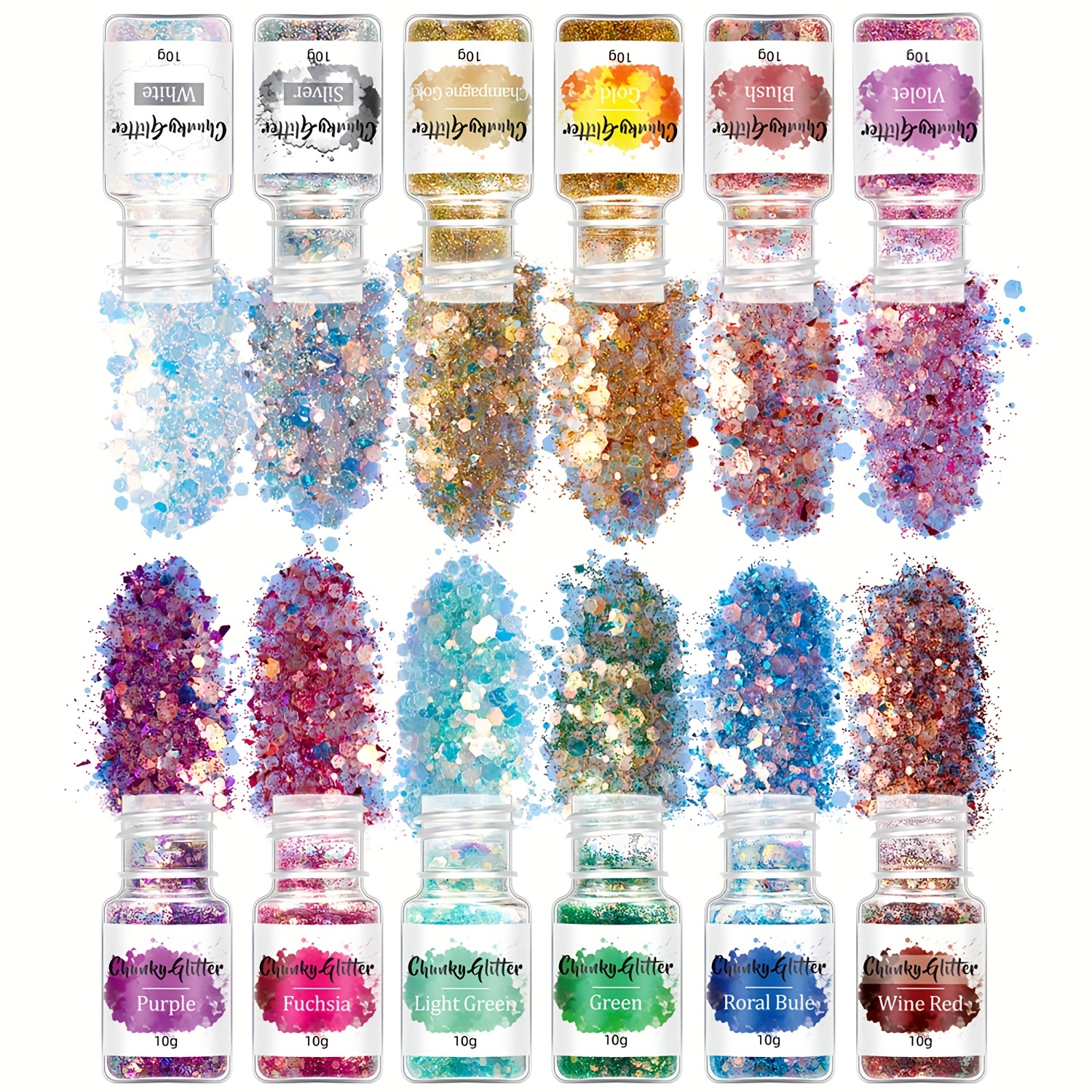 Holographic Chunky Glitter 12 Colors Craft Glitter For Resin - Temu