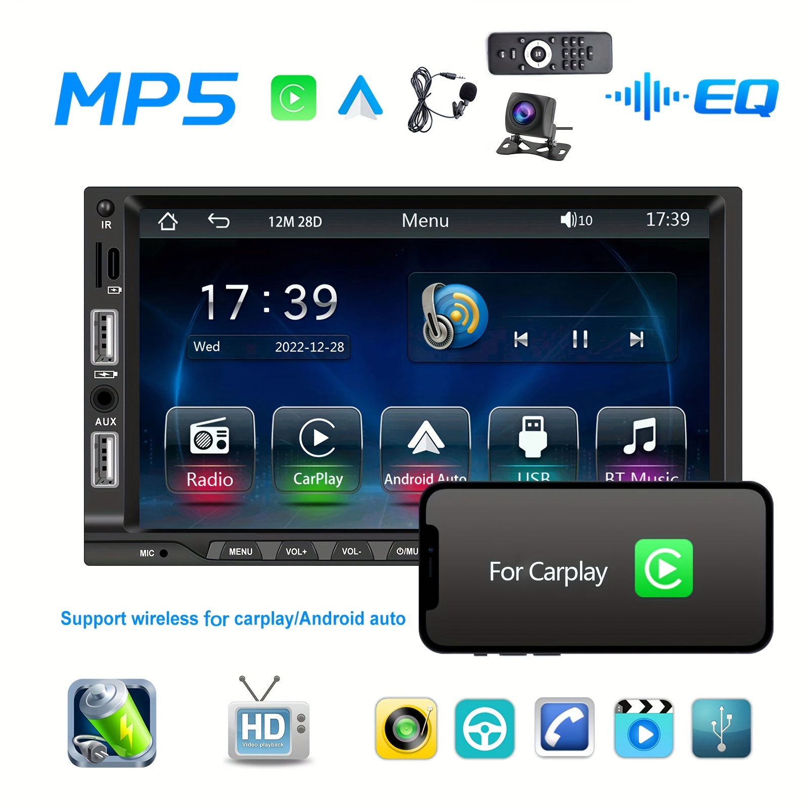 7 Pulgadas 2din Universal Full Touch Android Car Radio Audio - Temu