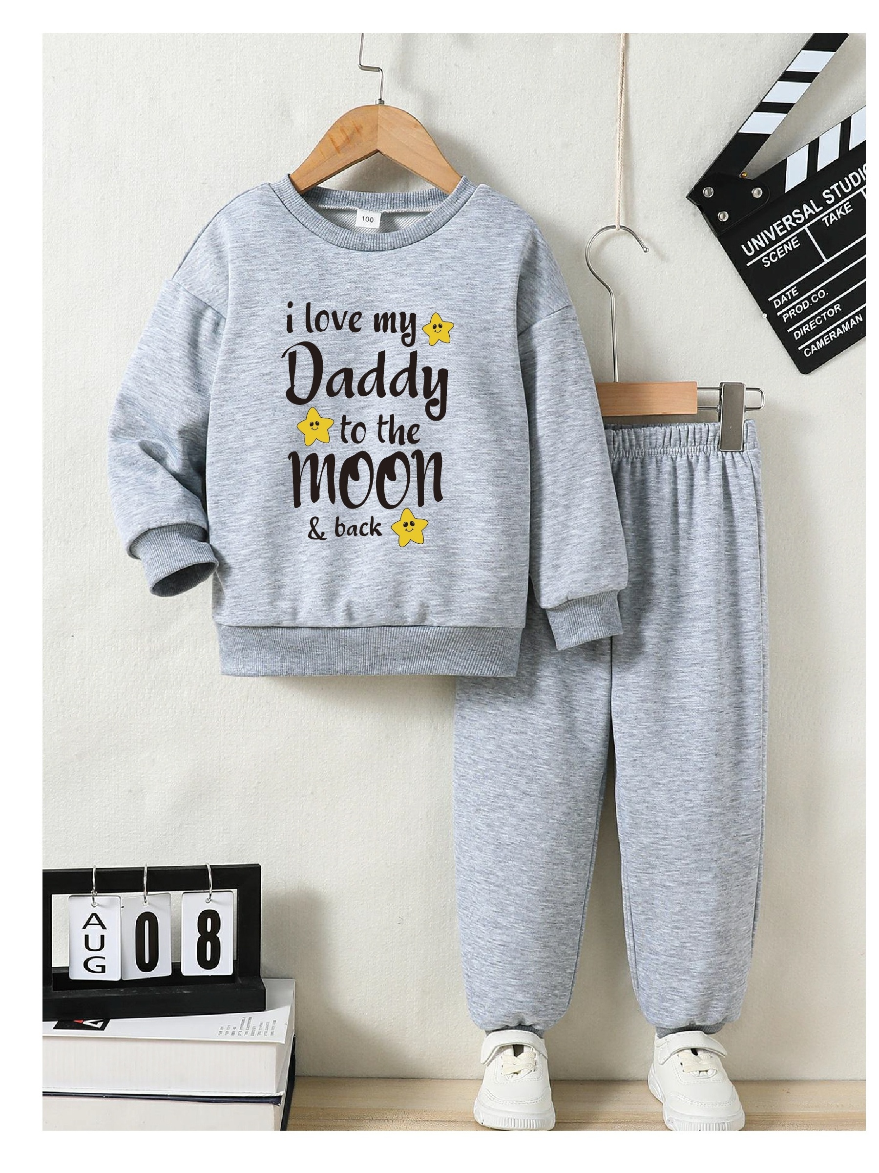 Boy's Love Daddy Print Outfit Sweatshirt Sweatpants Set - Temu