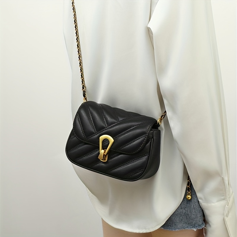 Mini Leather Bag Quilted Leather Shoulder Bag Chain Strap 