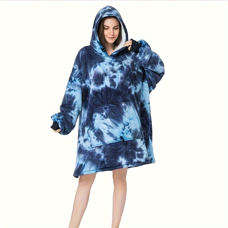 

Thickened Lazy Pullover Flannel With Sleeve Blanket, Outdoor Coldproof Warm Blanket, Colorful Printed Wearable Blanket