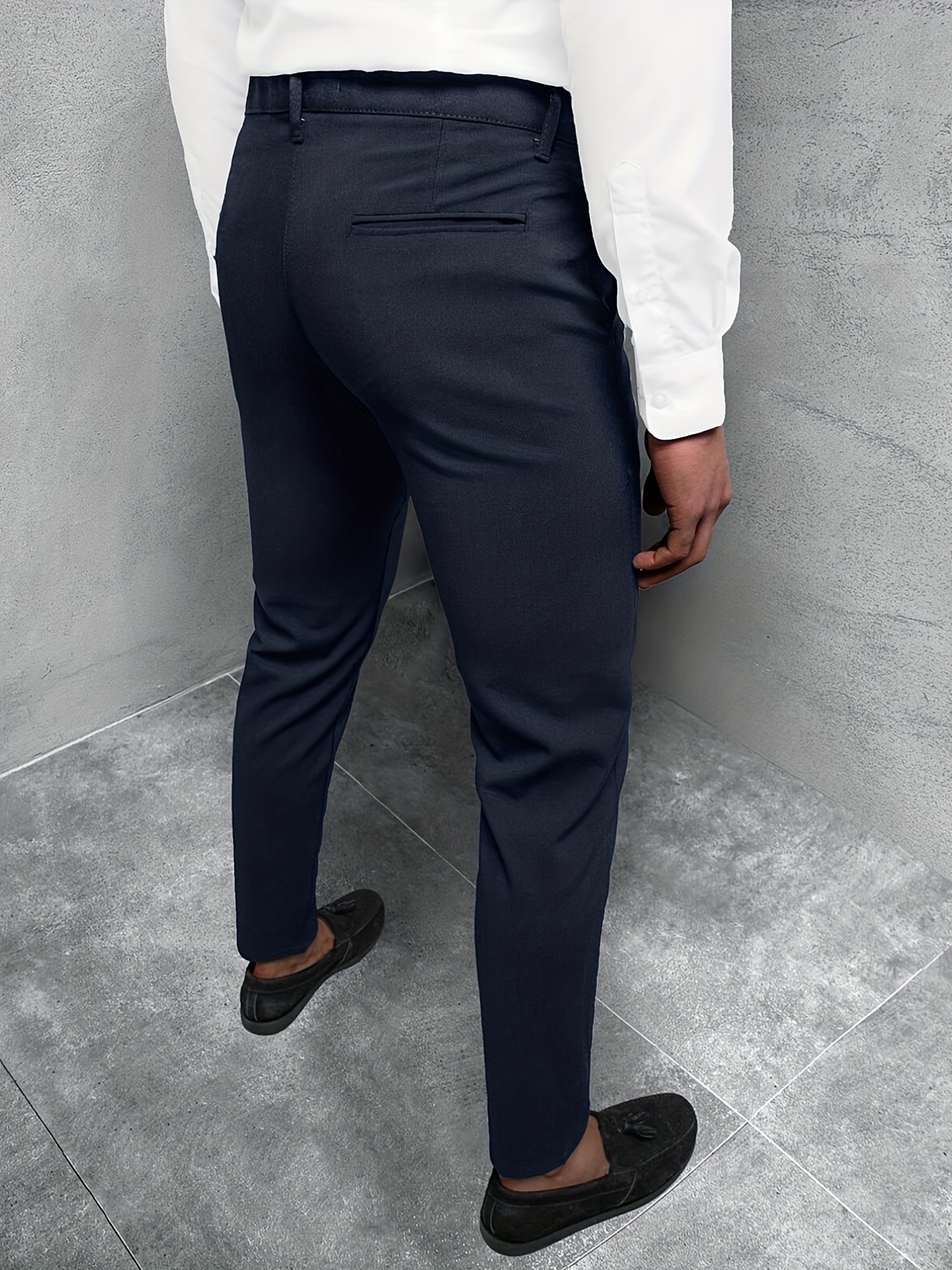 Men's Casual Pencil Pants Slim Fit Skinny Business Formal Dress
