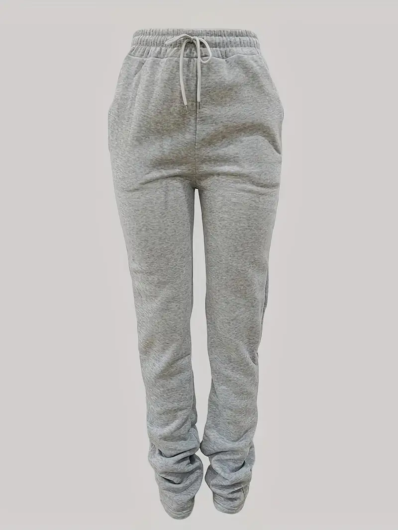 Solid Light Grey Plus Size Sweatpants (Women's) 