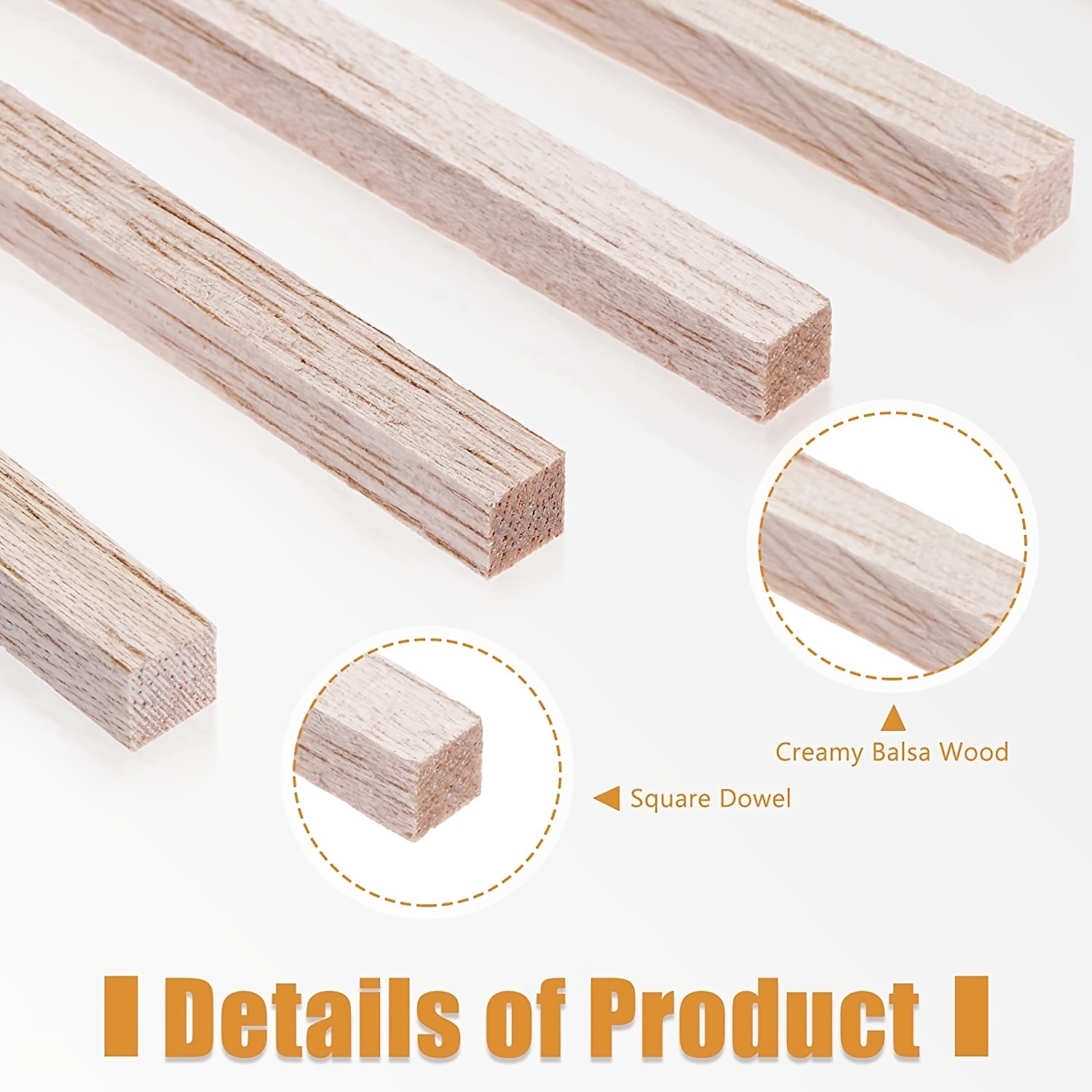 Balsa Wood Sticks Craft Square Wood Strips Wooden Dowel Sticks