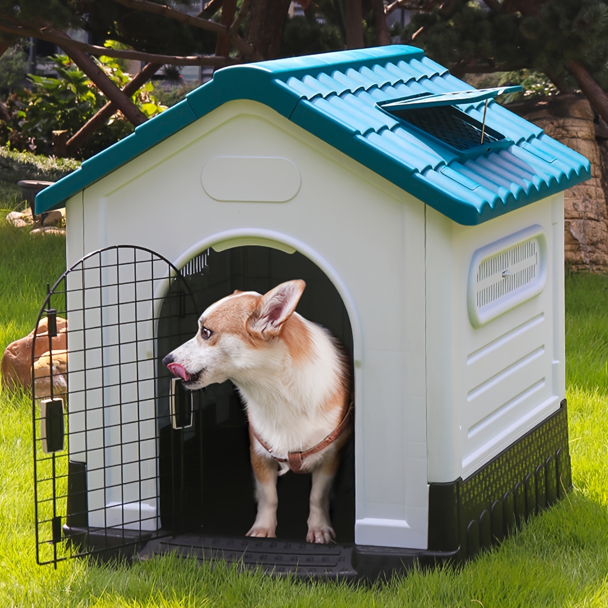 Perreras de plástico para perro, caseta para exteriores, patio, jardín,  casas grandes para perros, a prueba