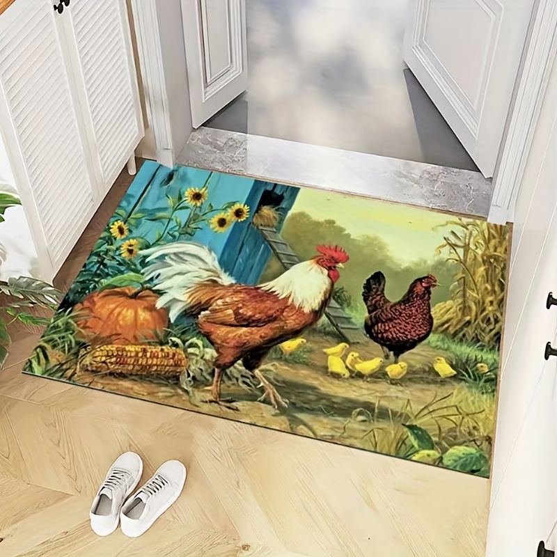 Boho Retro Style Kitchen Rugs Floor Mats Resistant Rooster - Temu