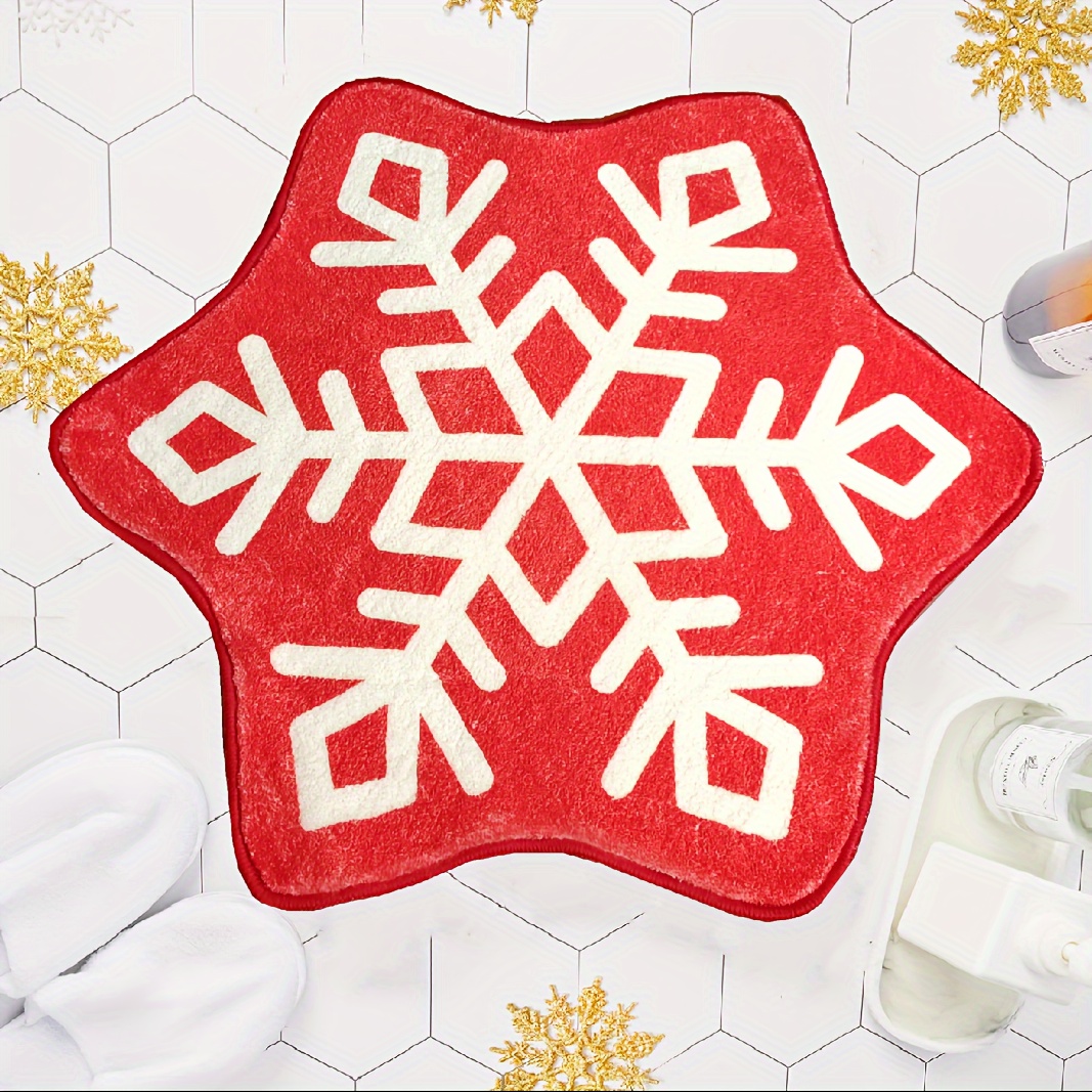 Winter Wonder Lane Arctic Enchantment Blue & White Snowflake Shaped Bath Rug