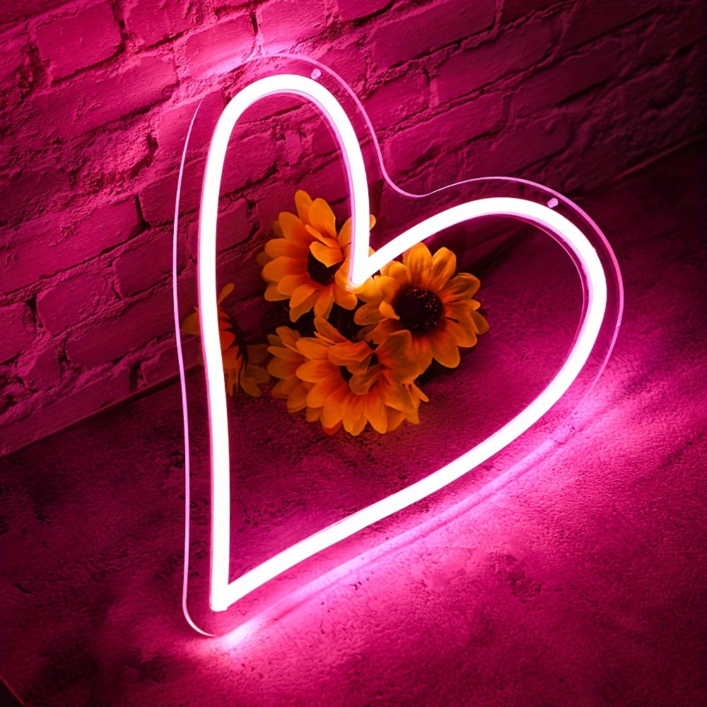 Heart Neon Led Neon Love Size About Battery /usb Power - Temu