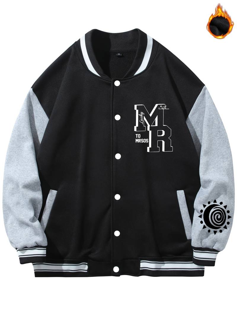 Men's Fleece Lightweight Varsity Jackets, Trendy Color Block Baseball ...