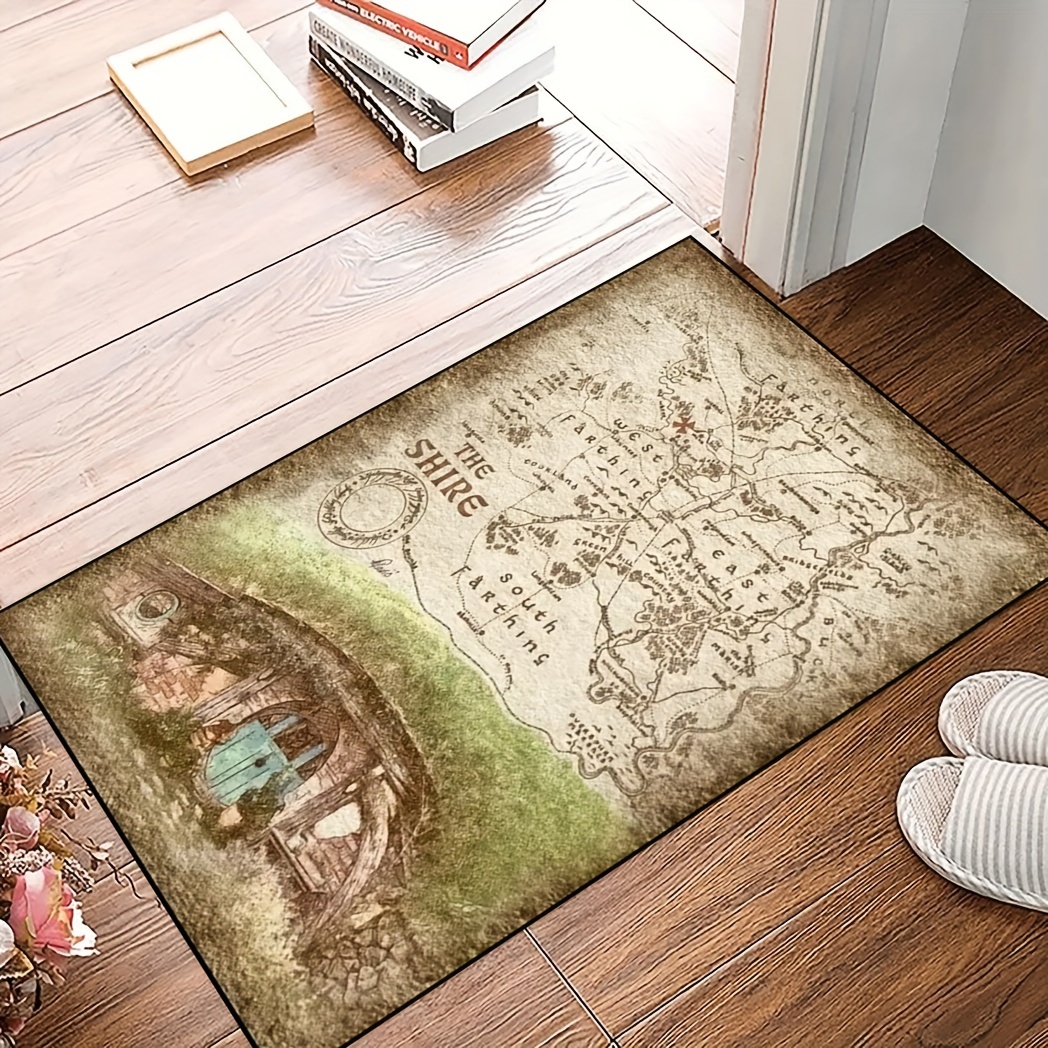 Rustic World Map Area Rugs, Maps, Rug Decorative Floor Mat, Map