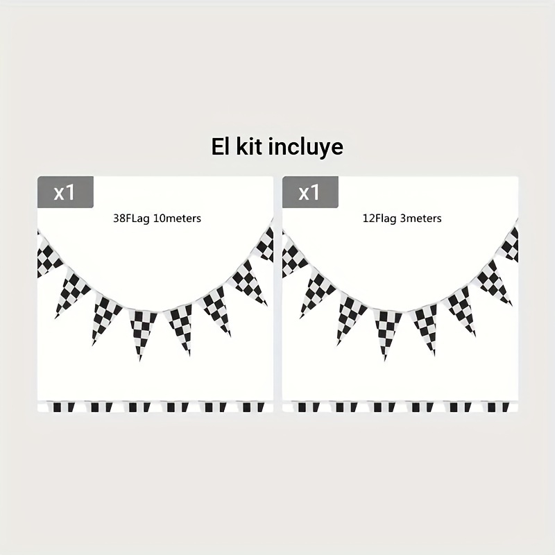Image of 12-flag /38-flag 10m+ 12-flag Race Bunting Banner, Racing Flags, Festive Flag Additions For A Racing-themed Birthday Party, Christmas, Halloween, Thanksgiving Gifts