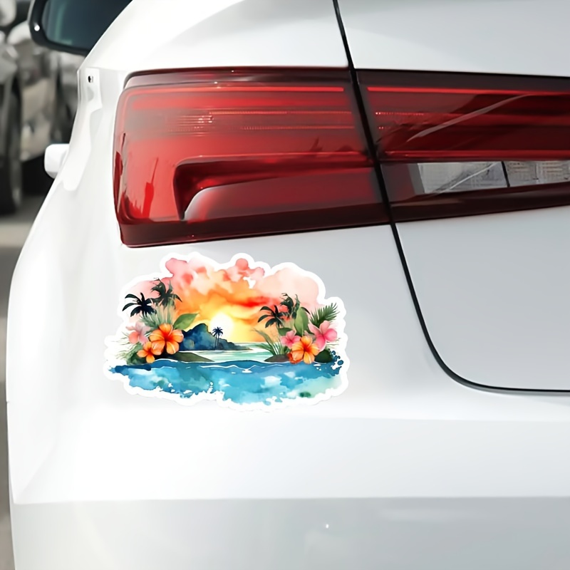 Hawaiian Tropical Beach Stickers Waterproof Vinyl Decals For - Temu