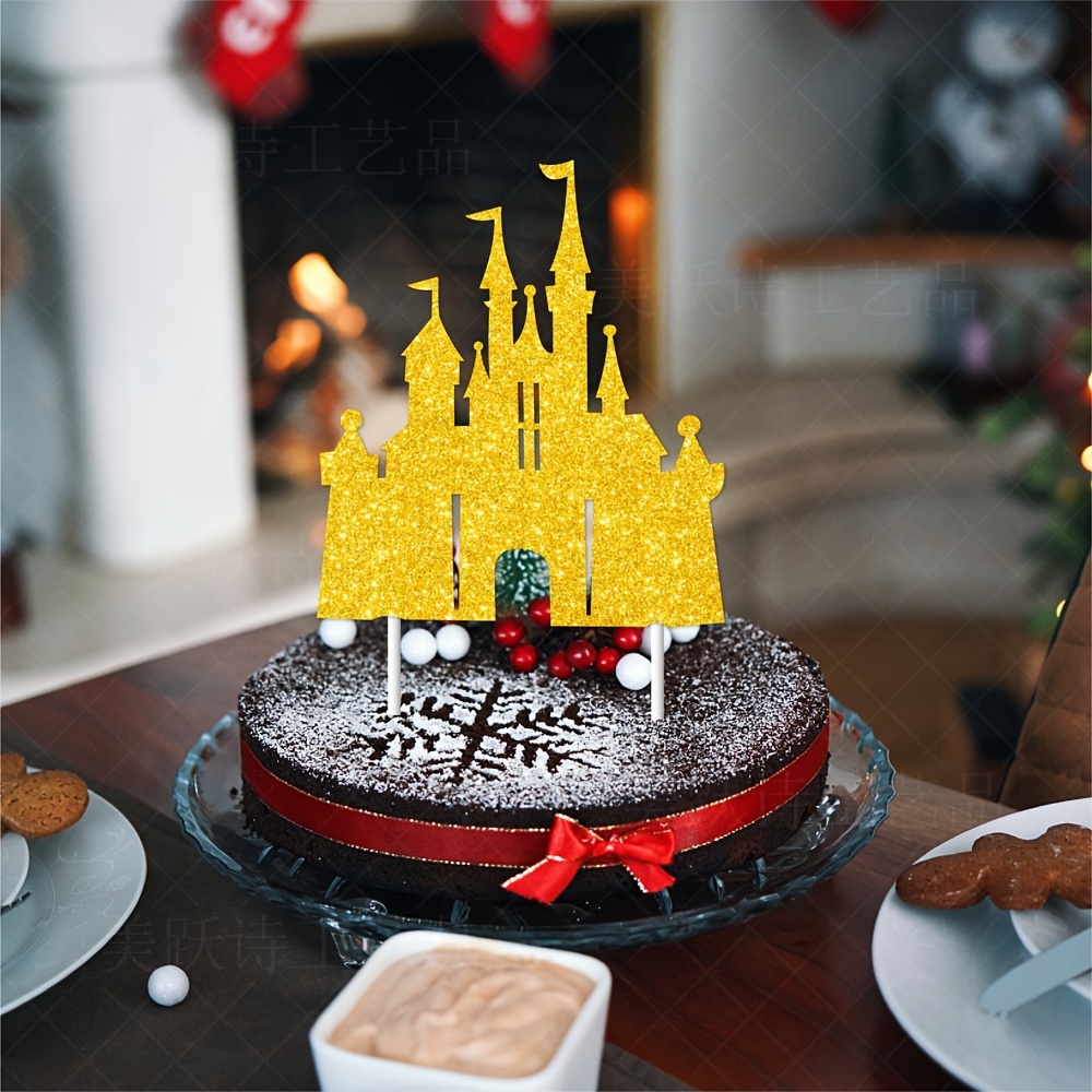 Decoración de pastel de princesa para niña, decoración de pastel de  castillo de princesa, pancarta de feliz cumpleaños, luna, nube, castillo