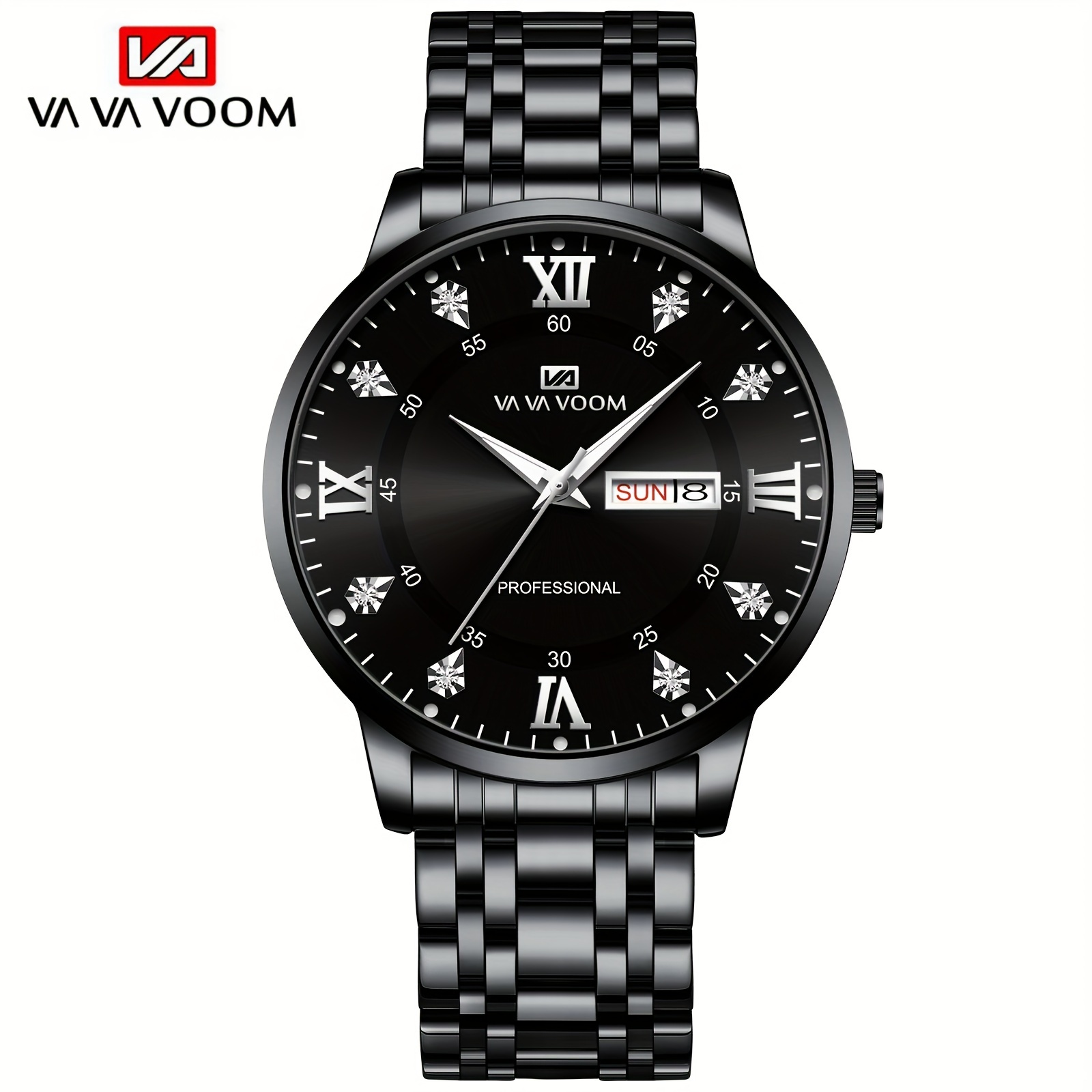 Fashion Business Black Men's Watch, Waterproof Date Quartz Watch,Temu