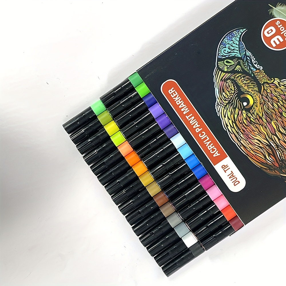 Acrylic Paint Pens 30 Colors Acrylic Paint Marker Dual Tip - Temu