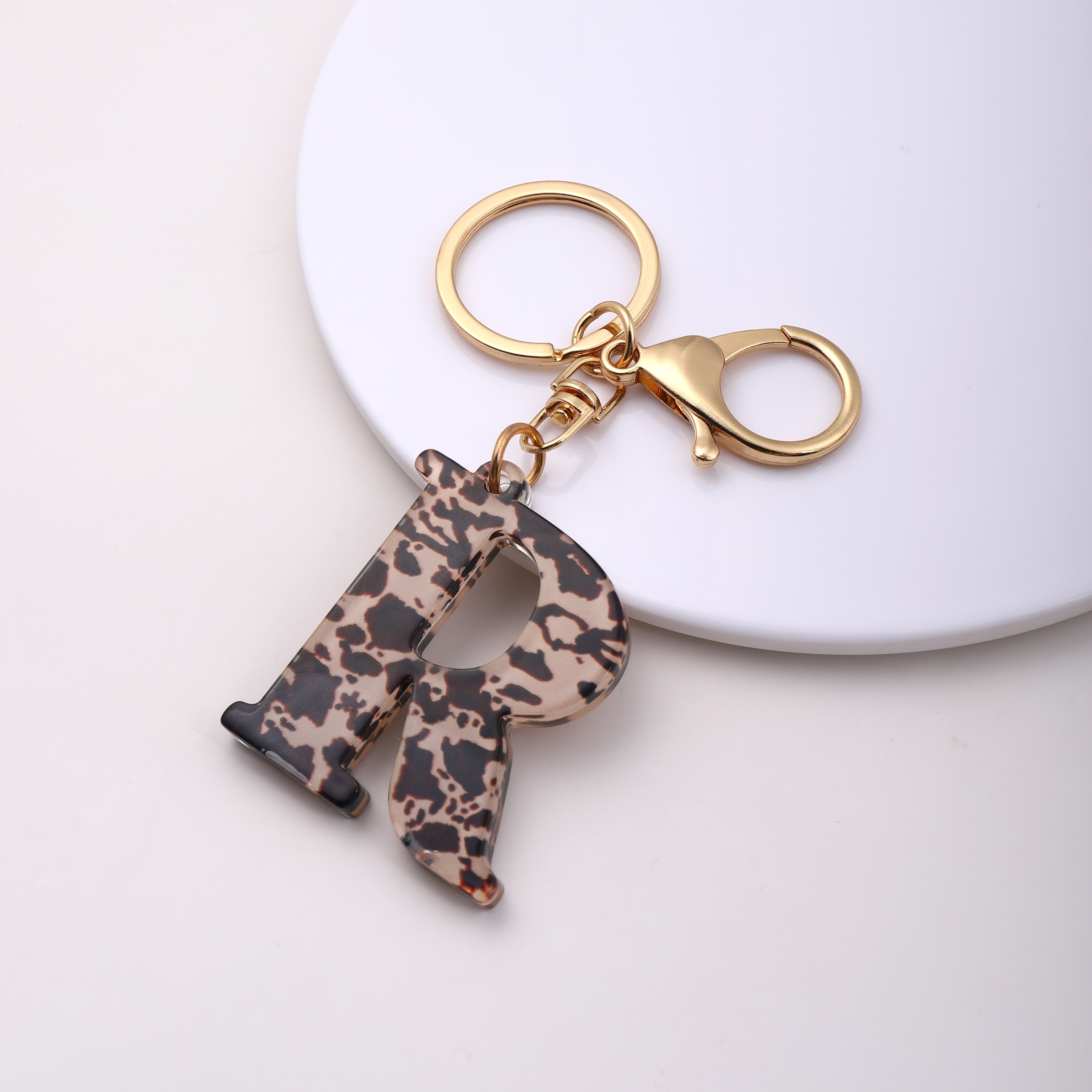 Animal Print Initial Keychains/Bag Charms A