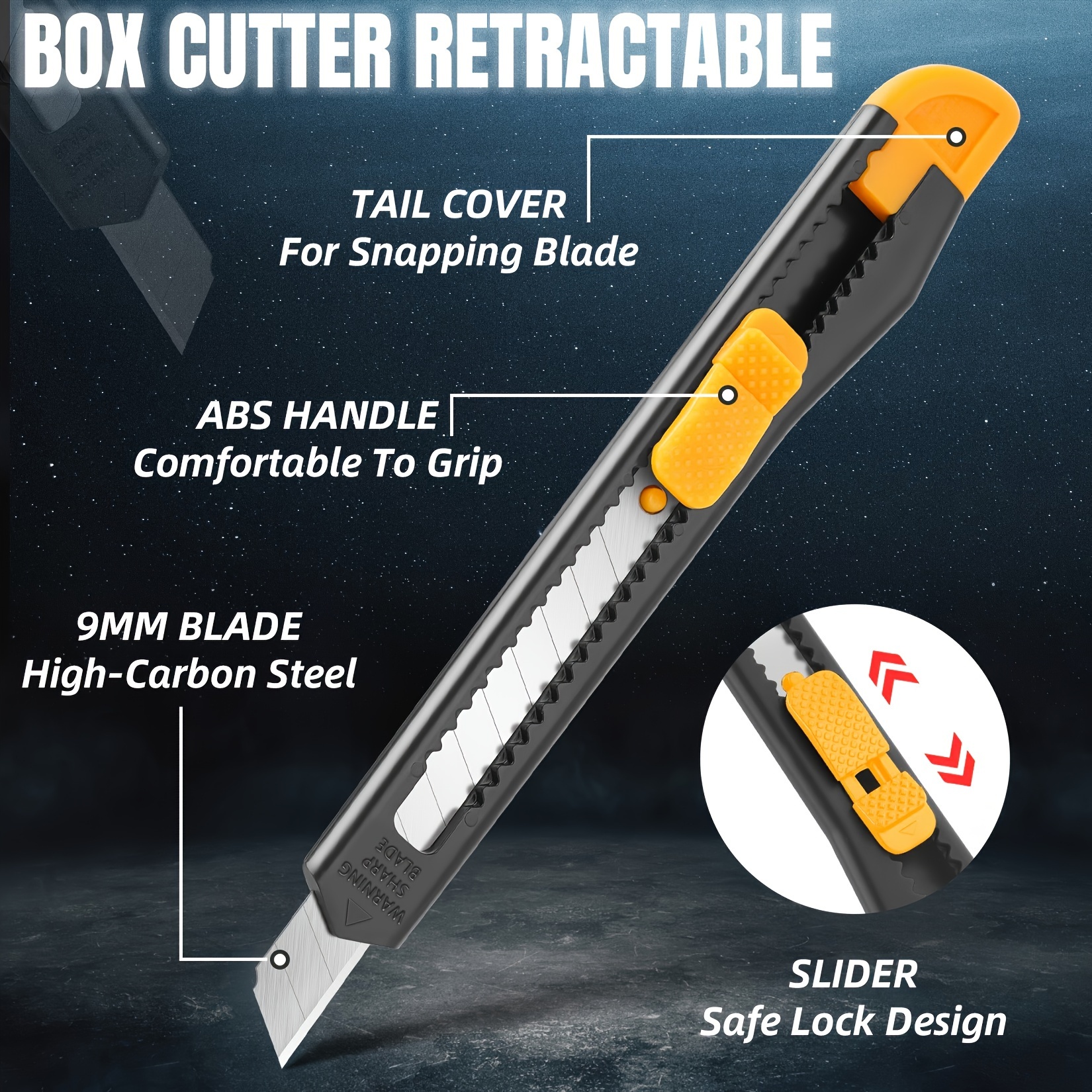 Utility Knife Box Cutter Retractable Self Loading Heavy Duty - Temu