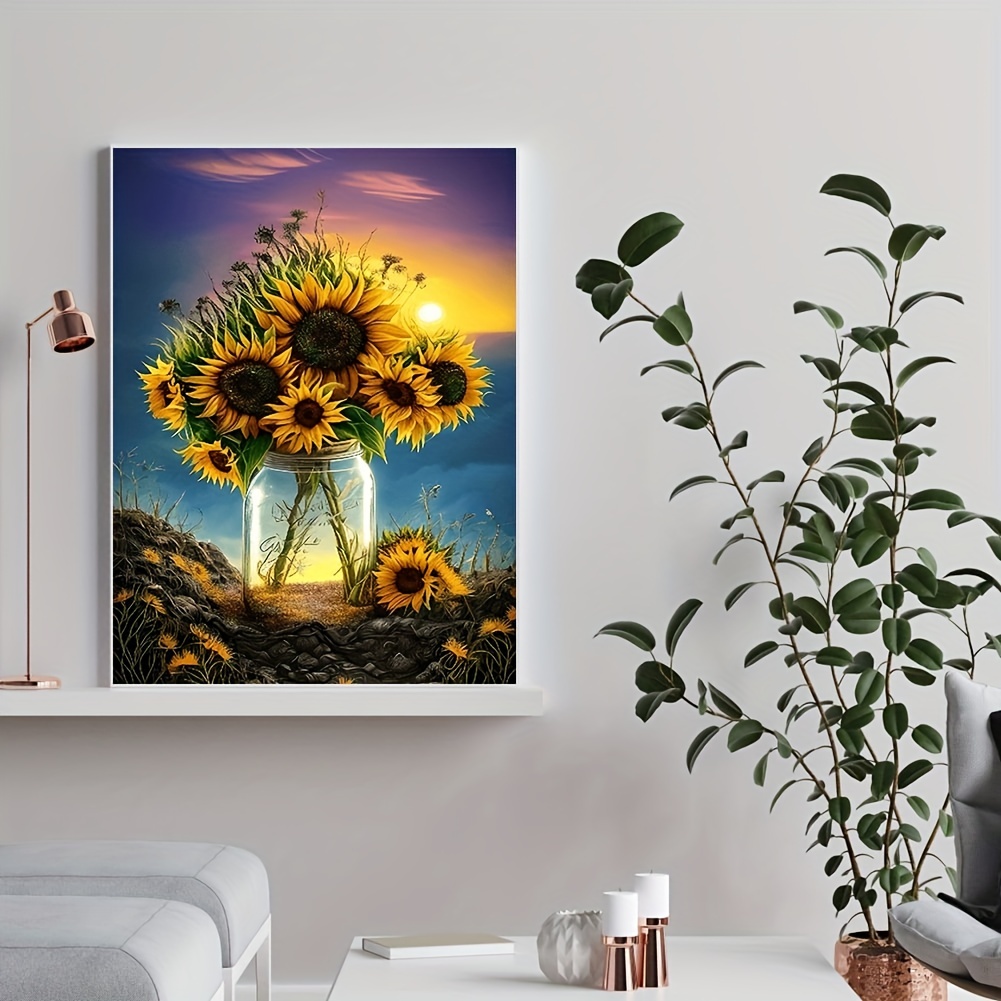 Without Frame Diy 5d Diamond Painting Set Sunflower Diamond - Temu