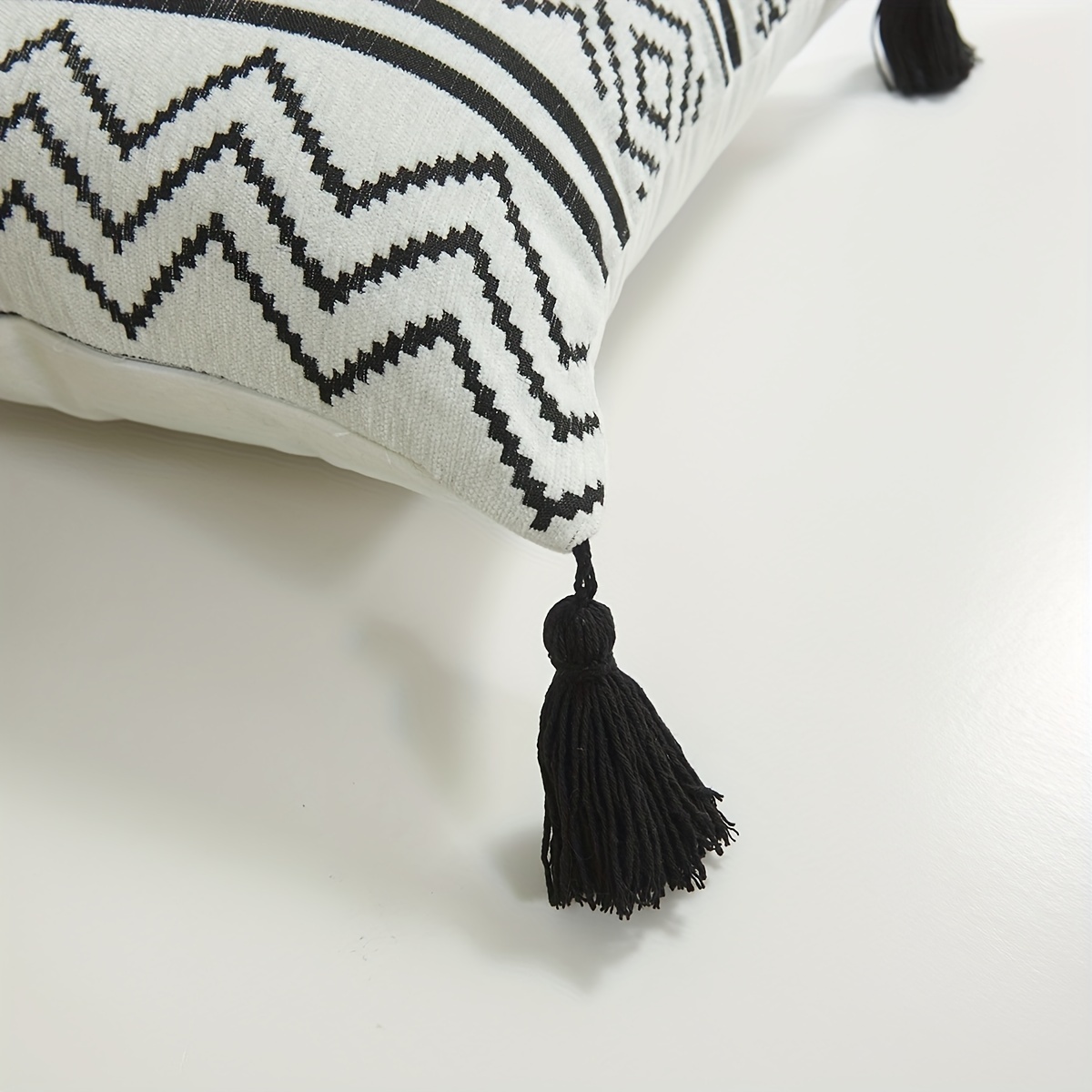 Chenille Ebony Pillow Cover, Decorative Geometric Throw Pillow