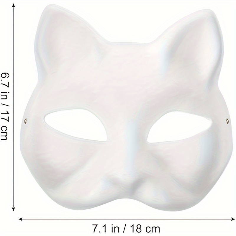 Cat Mask Diy White Paper Masks Unpainted Fox Half - Temu
