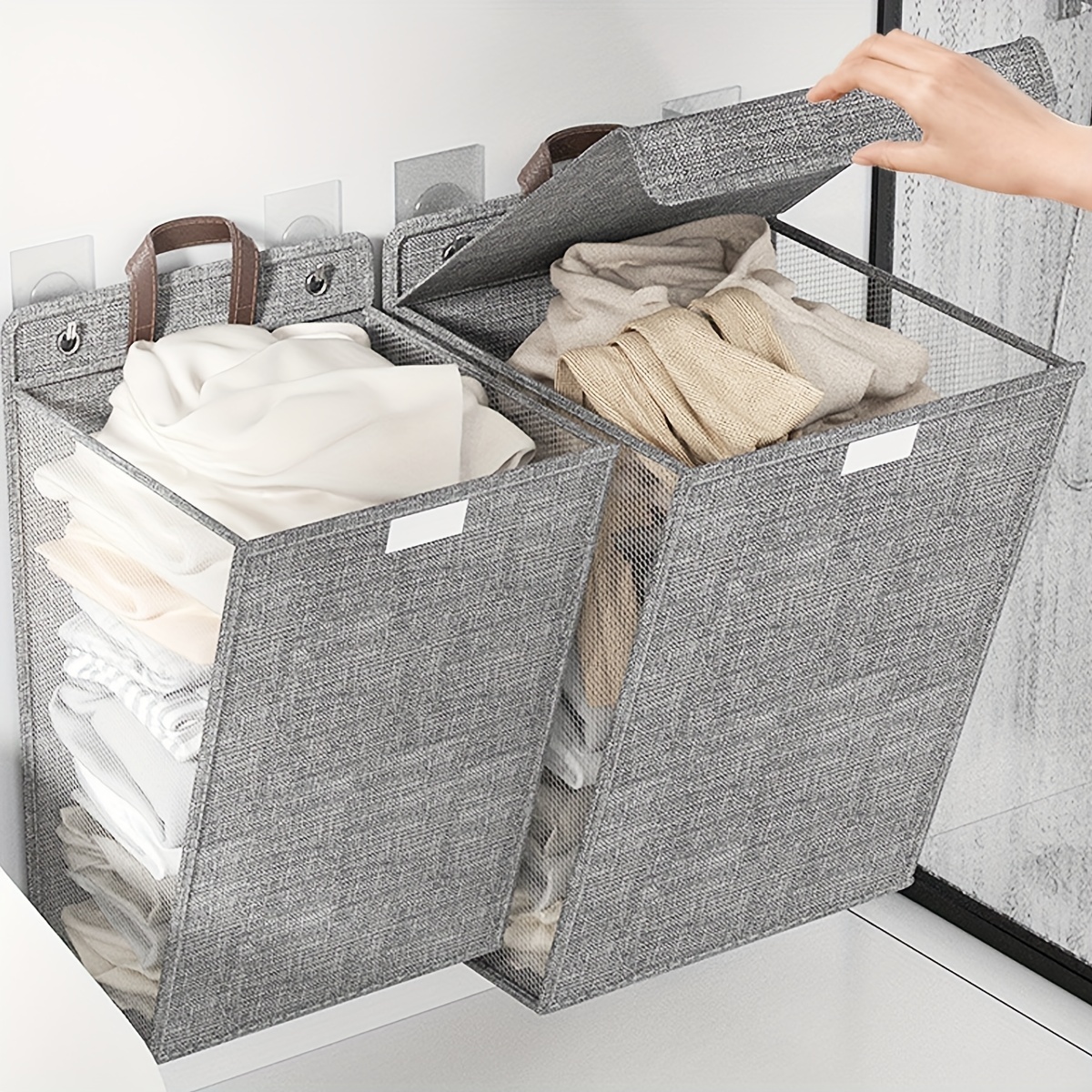 Folding Three Handle Hamper Household Dirty Clothes Basket - Temu